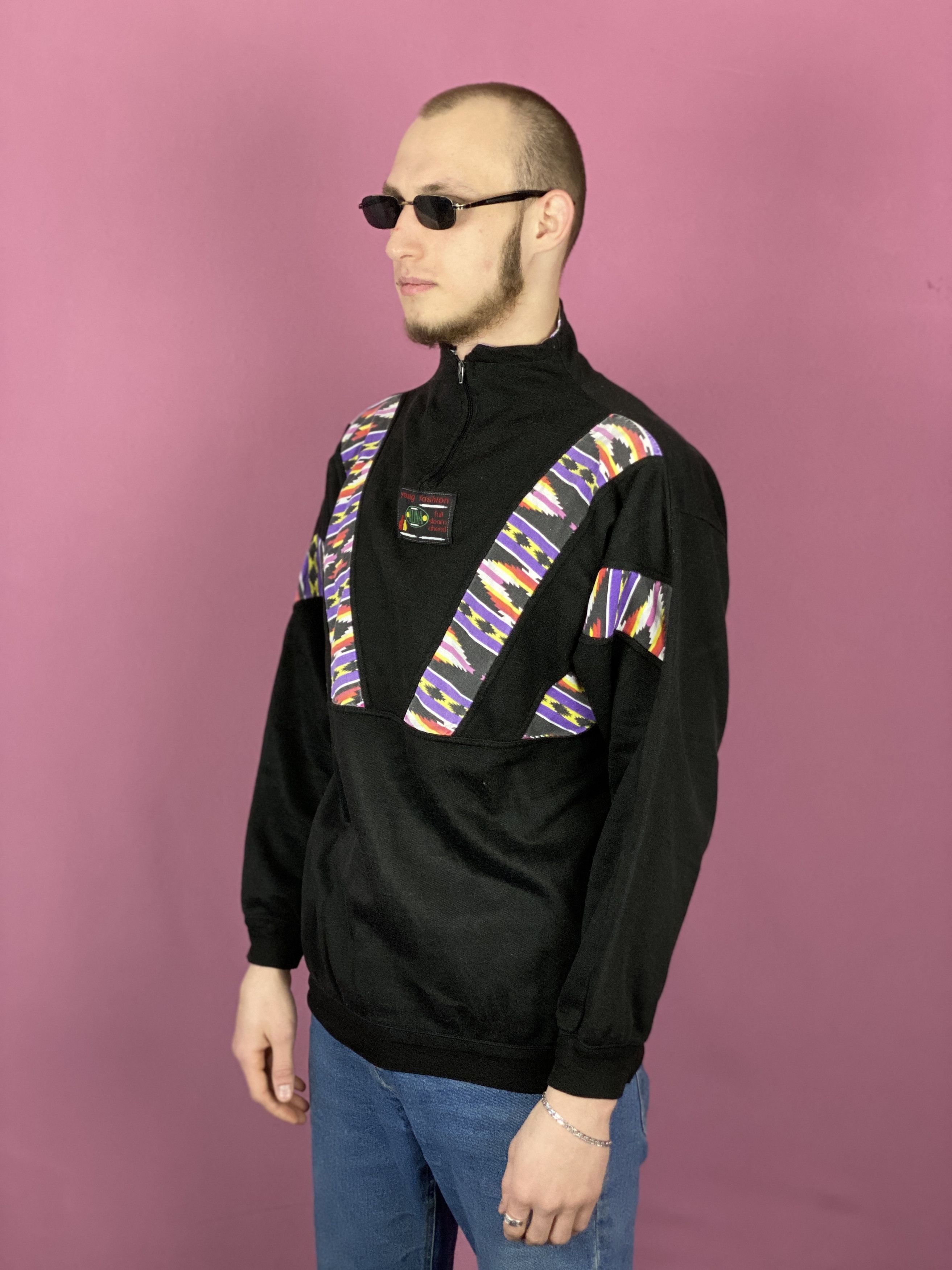 Vintage 90s Melina Vintage Men's 1/4 Zip Track Jacket - M Size US M / EU 48-50 / 2 - 2 Thumbnail