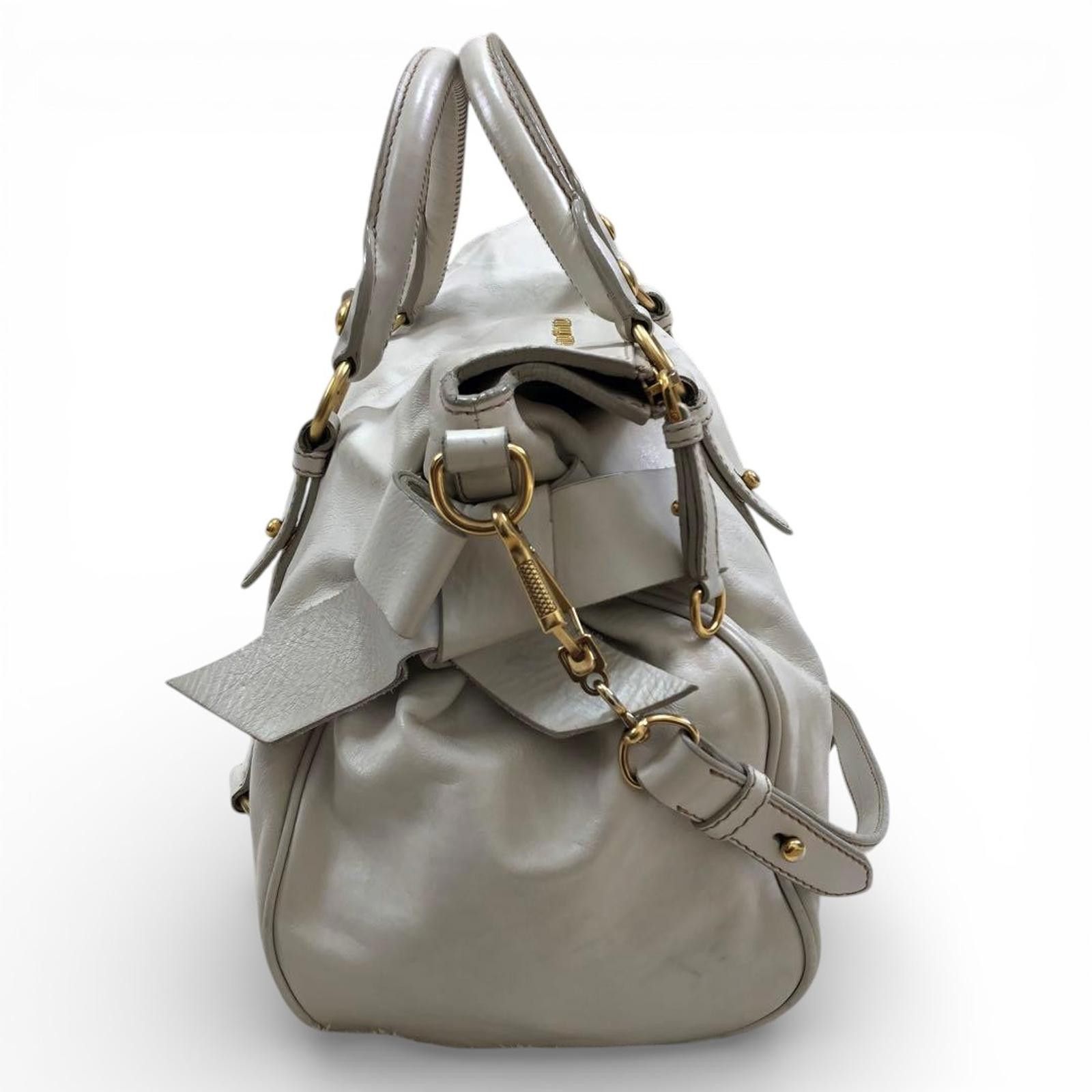 Miu Miu Miu Miu - Gray Leather Satchel Bag Bow Detail Size ONE SIZE - 2 Thumbnail