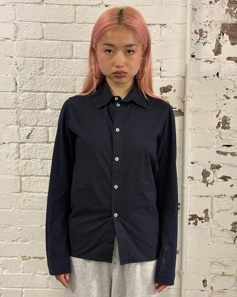 John Galliano 2010s Galliano UK Flag Print Navy Shirt Size US XS / EU 42 / 0 - 3 Thumbnail