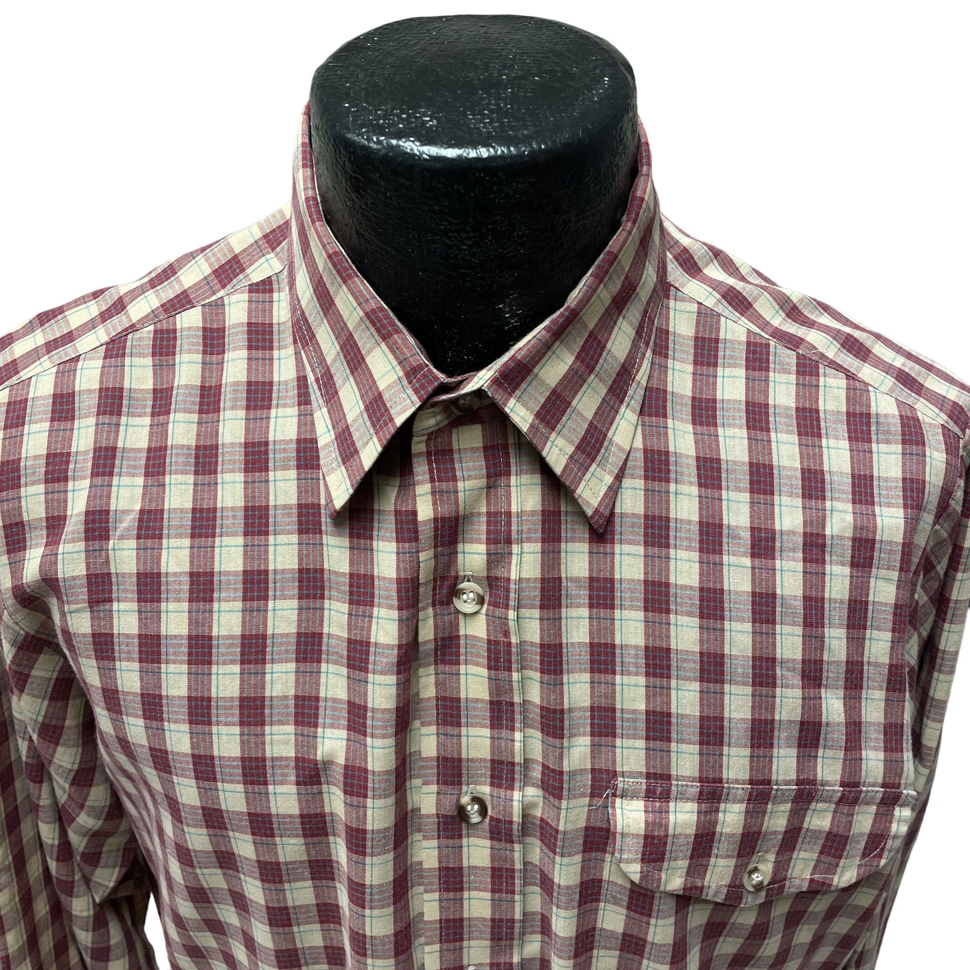 Lee Vtg Lee Maroon Red SHADOW PLAID MoD Casual Shirt Size US L / EU 52-54 / 3 - 2 Thumbnail