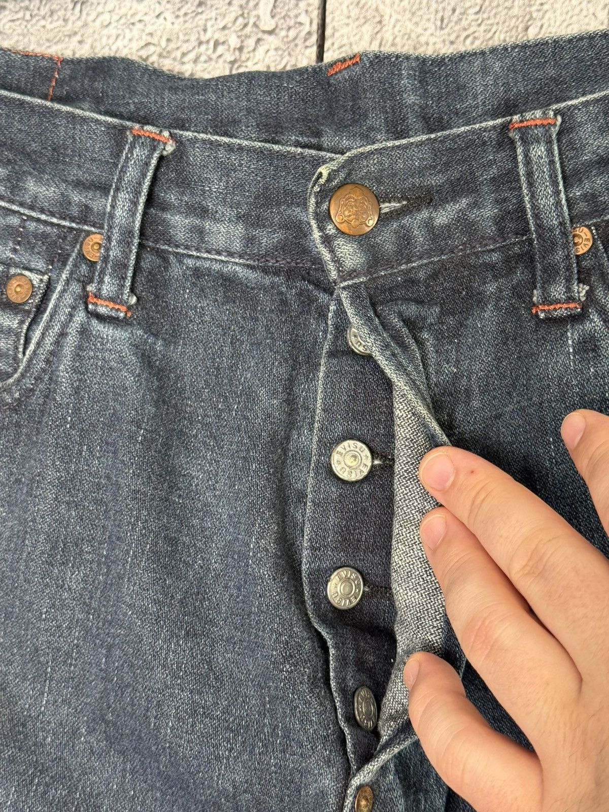 Evisu Vintage Evisu Leather Daicock Cinch Back Logo Denim Pants Size US 32 / EU 48 - 18 Thumbnail