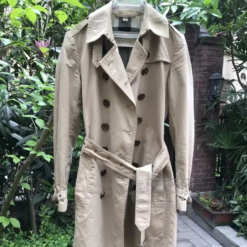 Burberry Burberry Grey Cotton Blend Mid-Length Trench Coat. Size S / US 4 / IT 40 - 1 Thumbnail