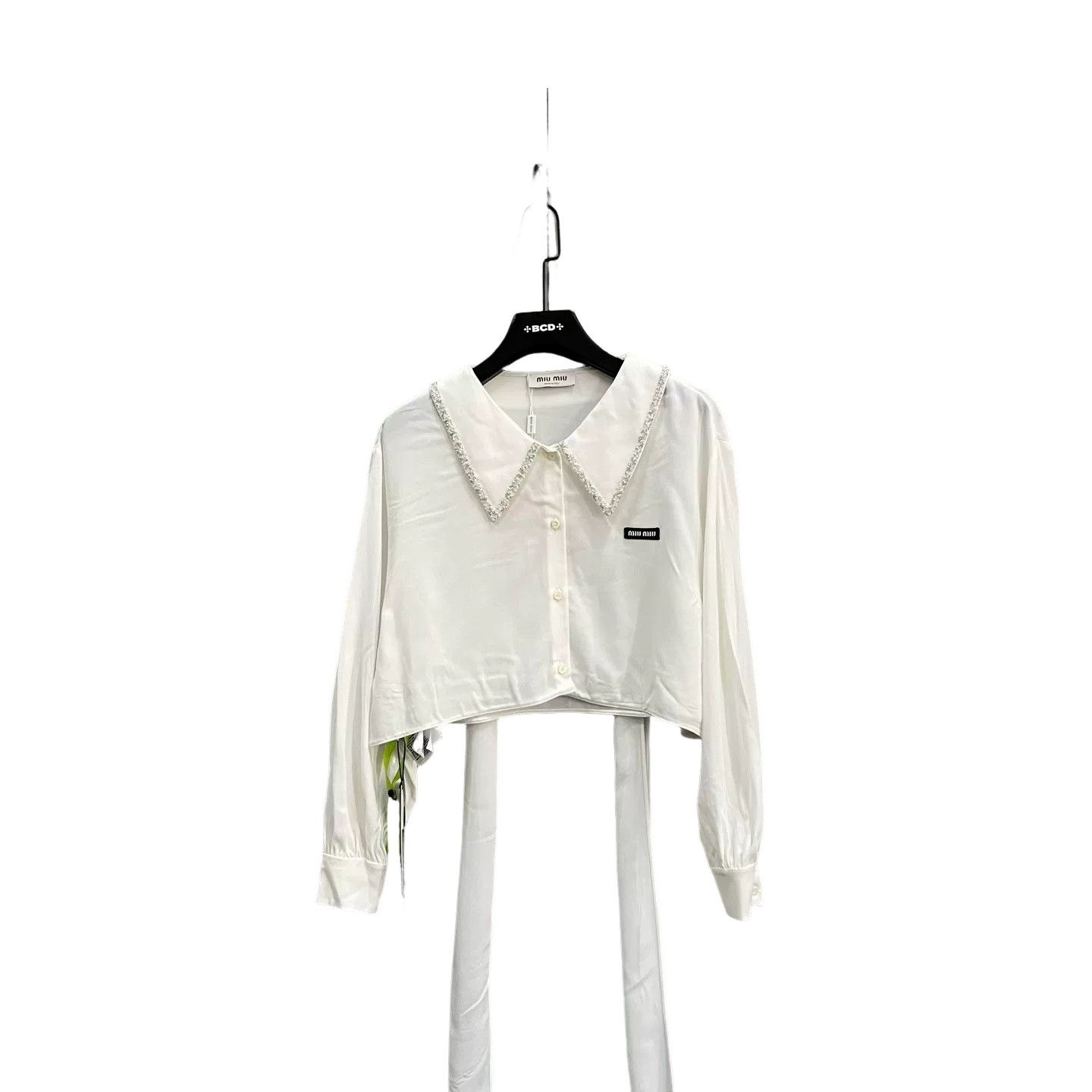Miu Miu Miu Miu Crystal Logo Cropped Blouse IT 38 Size XS / US 0-2 / IT 36-38 - 1 Thumbnail