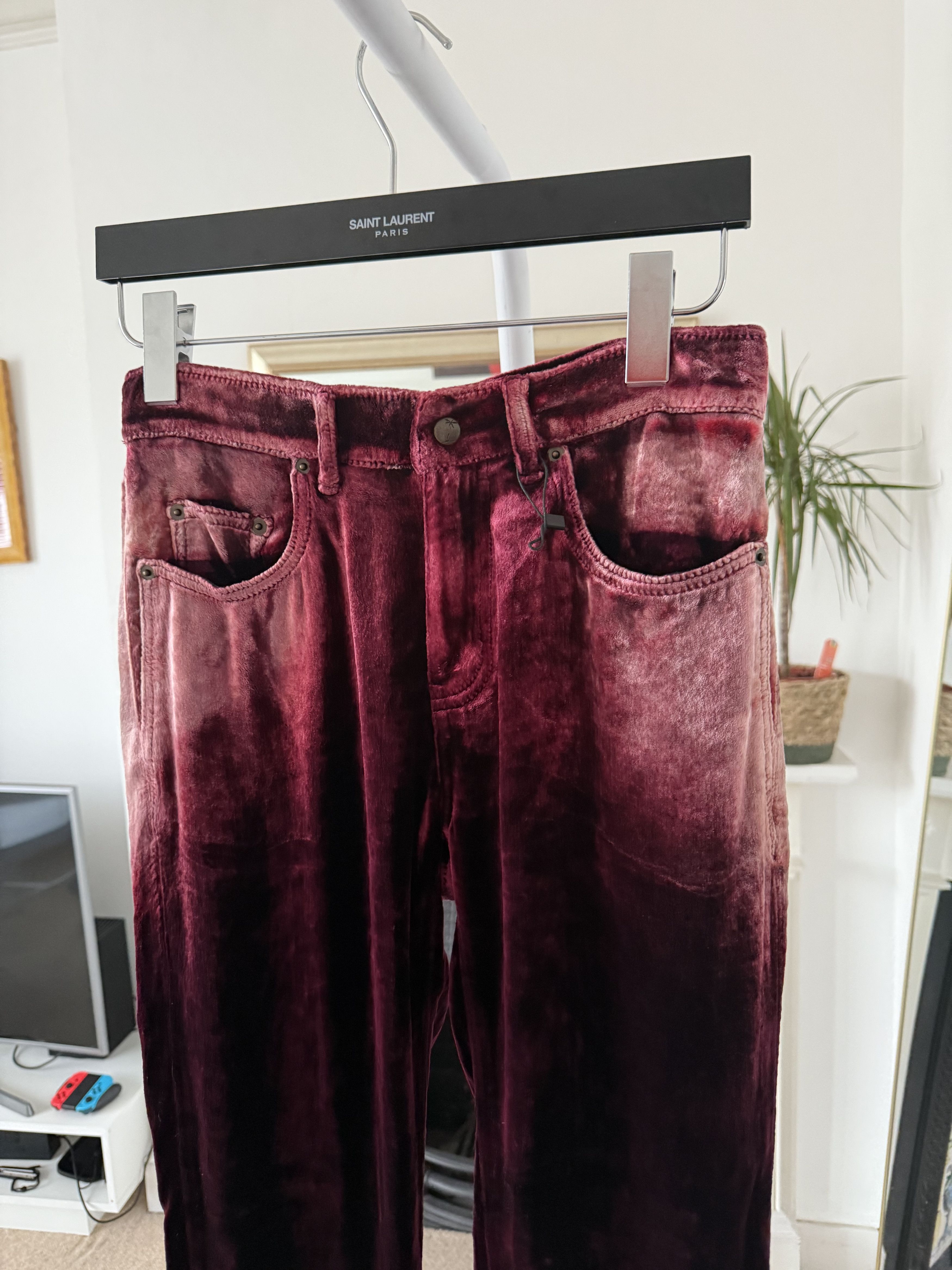 Saint Laurent Paris SS20' Saint Laurent Cropped Bleached Velvet Trousers Size US 28 / EU 44 - 9 Thumbnail