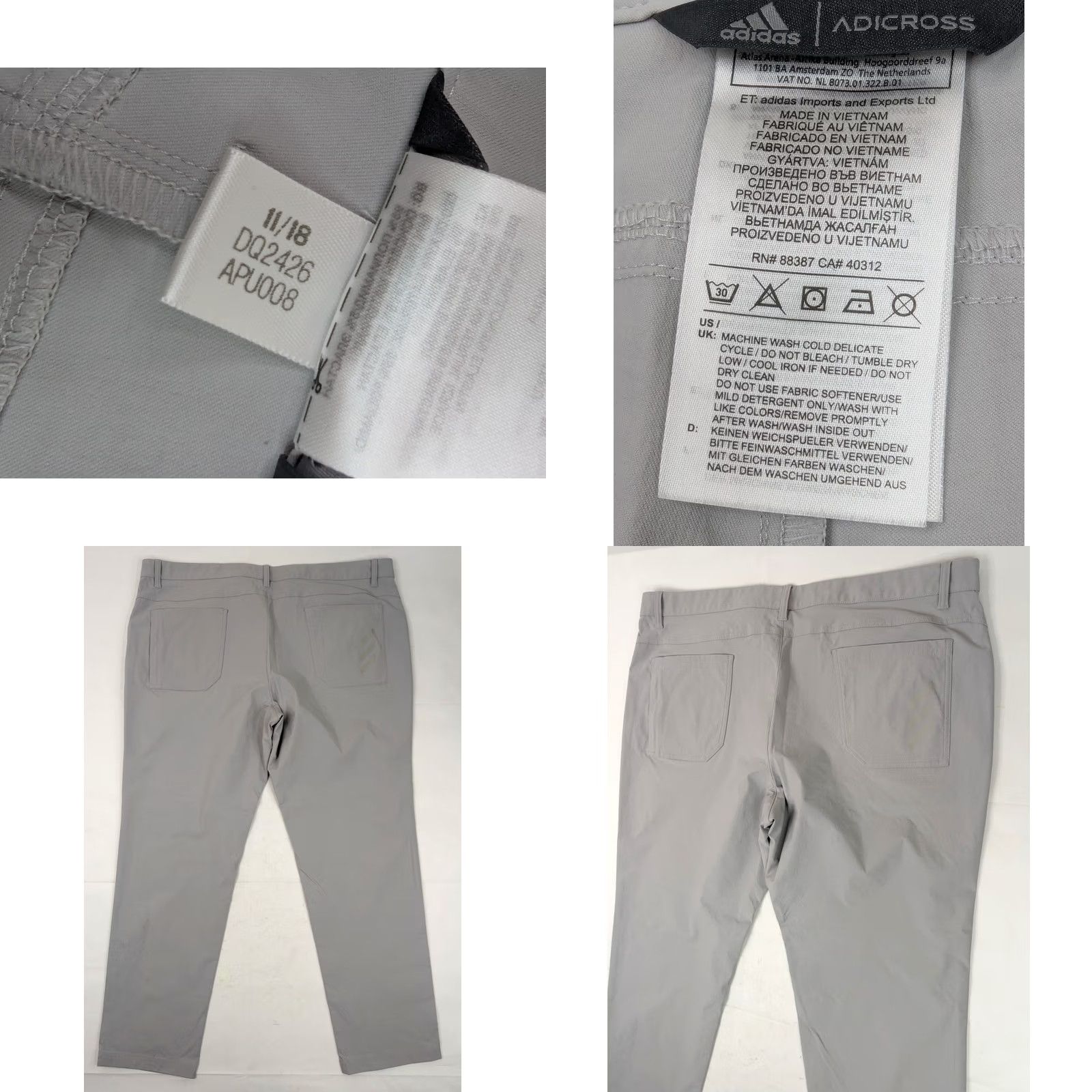 Adidas Adidas Adicross Beyond 18 Golf Pants Men Gray 42x32 Regular Stretch Performance 90s City logo USA Pants Mens Size US 43 - 8 Thumbnail
