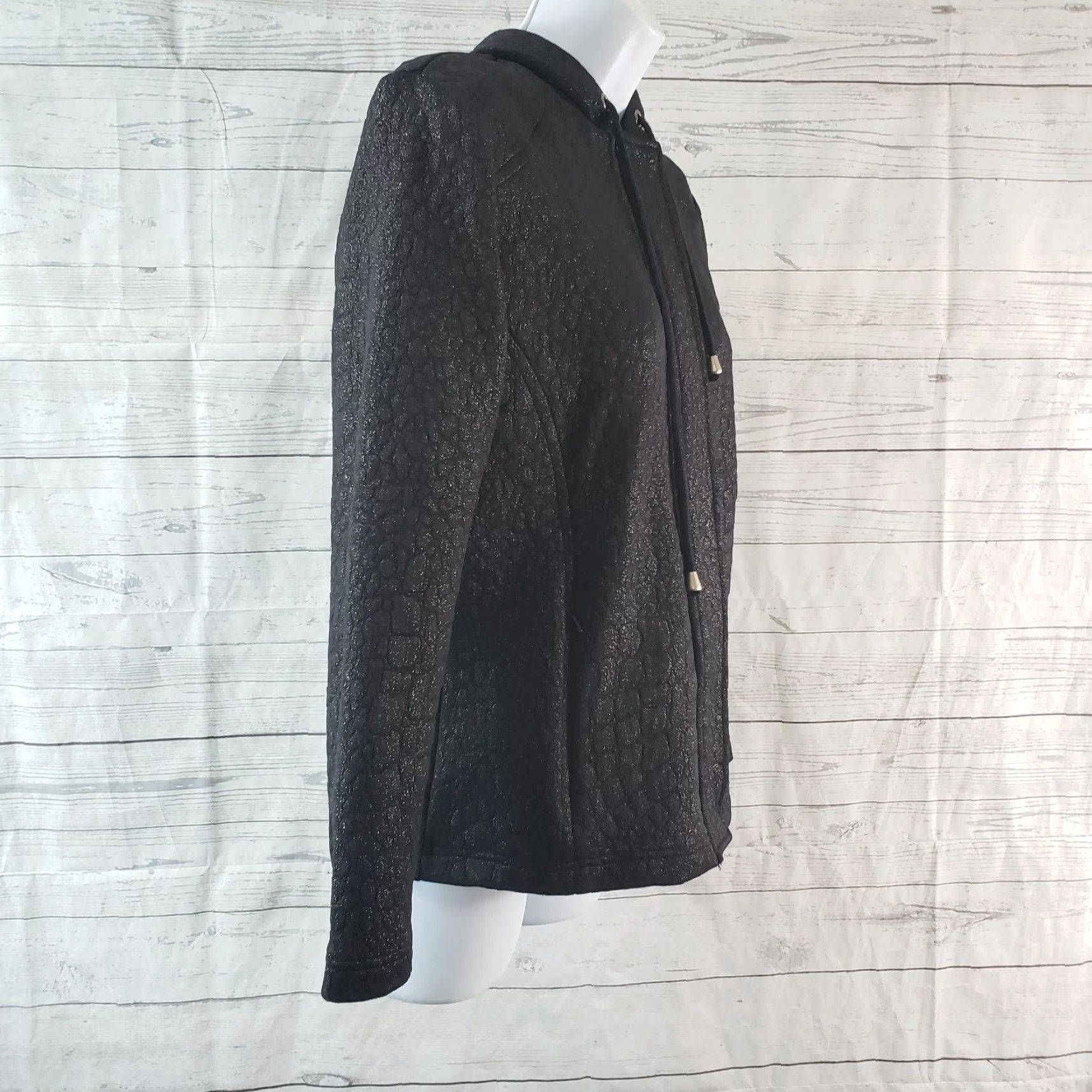 Vintage Chico's Zenergy Jacket Womens Sz Small Black Textured Zips Snap Closure Size S / US 4 / IT 40 - 3 Thumbnail