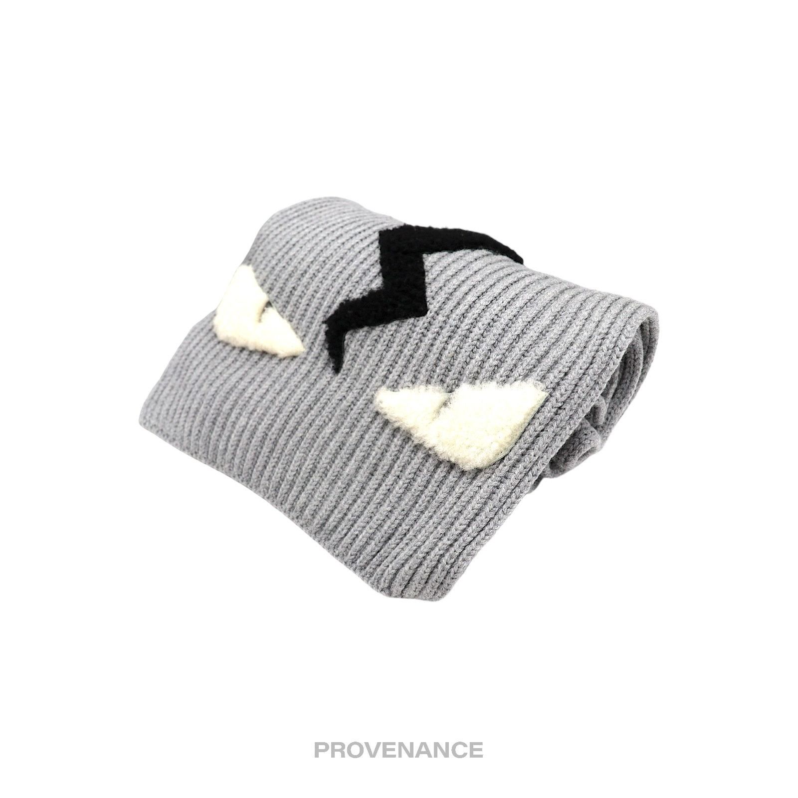 Fendi 🔴FENDI Eye Monster Wool Scarf - Grey Size ONE SIZE - 2 Thumbnail