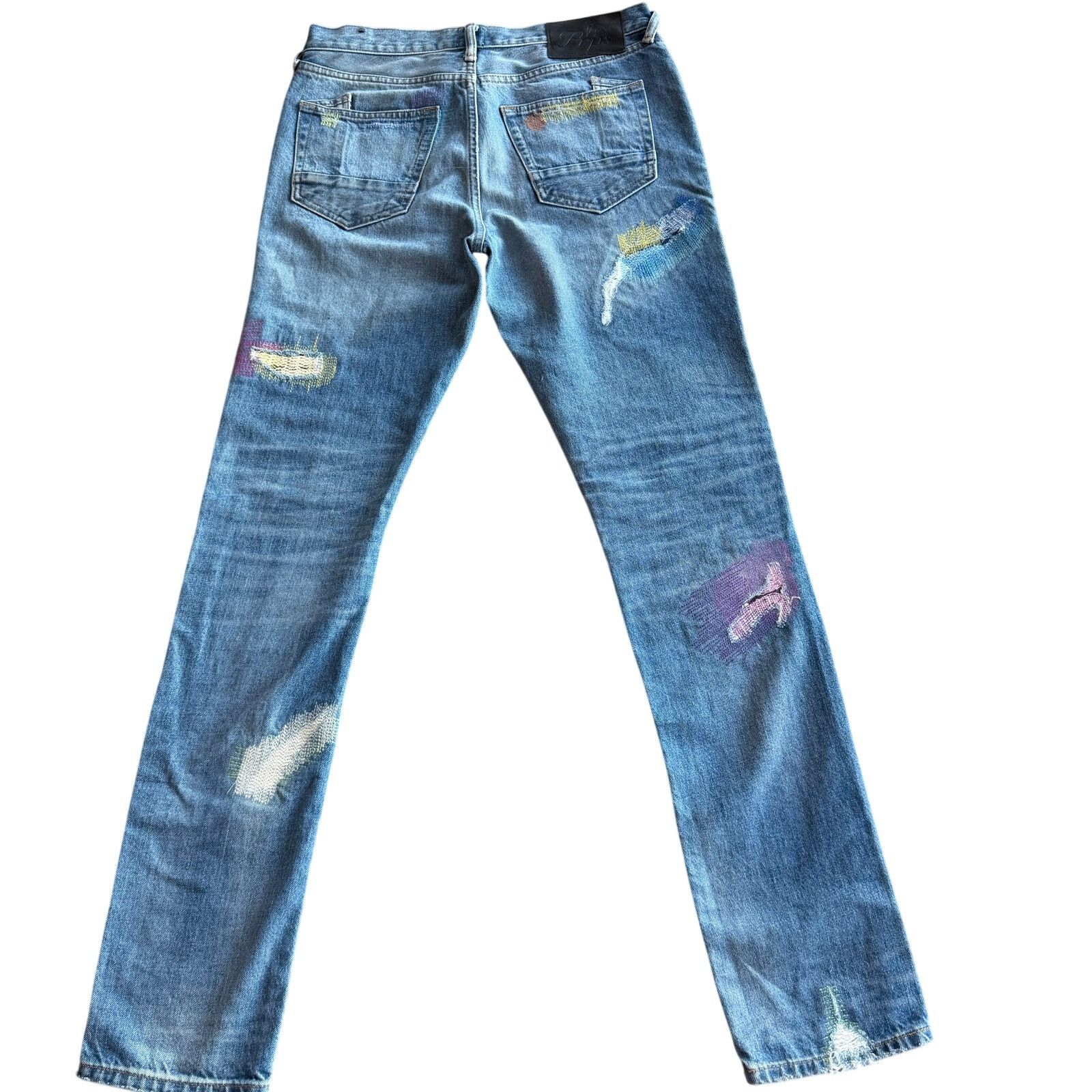 Prps PRPS: Men's Le Sabre Fit Rainbow Paint Ripped Jeans - Size US 29 - 8 Thumbnail