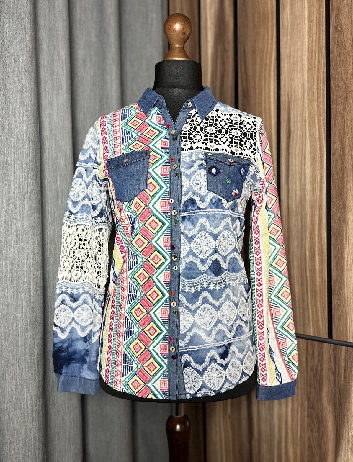 Desigual Desigual Multicolor Jeans Shirt Blouse Women's Size L Size L / US 10 / IT 46 - 1 Thumbnail