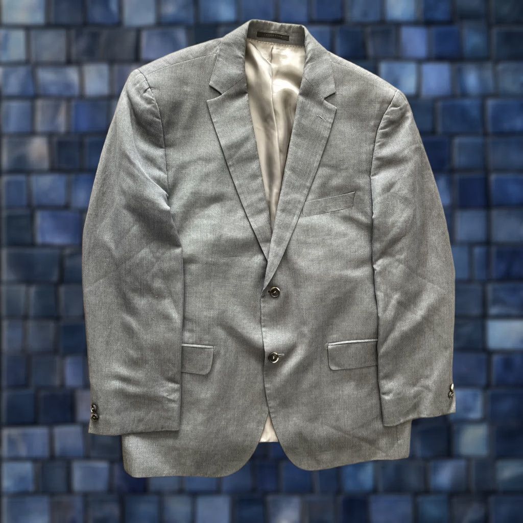 Hugo Boss HUGO BOSS Blazer Sport Coat Mens 44R Birdseye Two-Button Jacket Gray Silk/Cashmere/Linen Casual Formal Business Size 44R - 1 Thumbnail