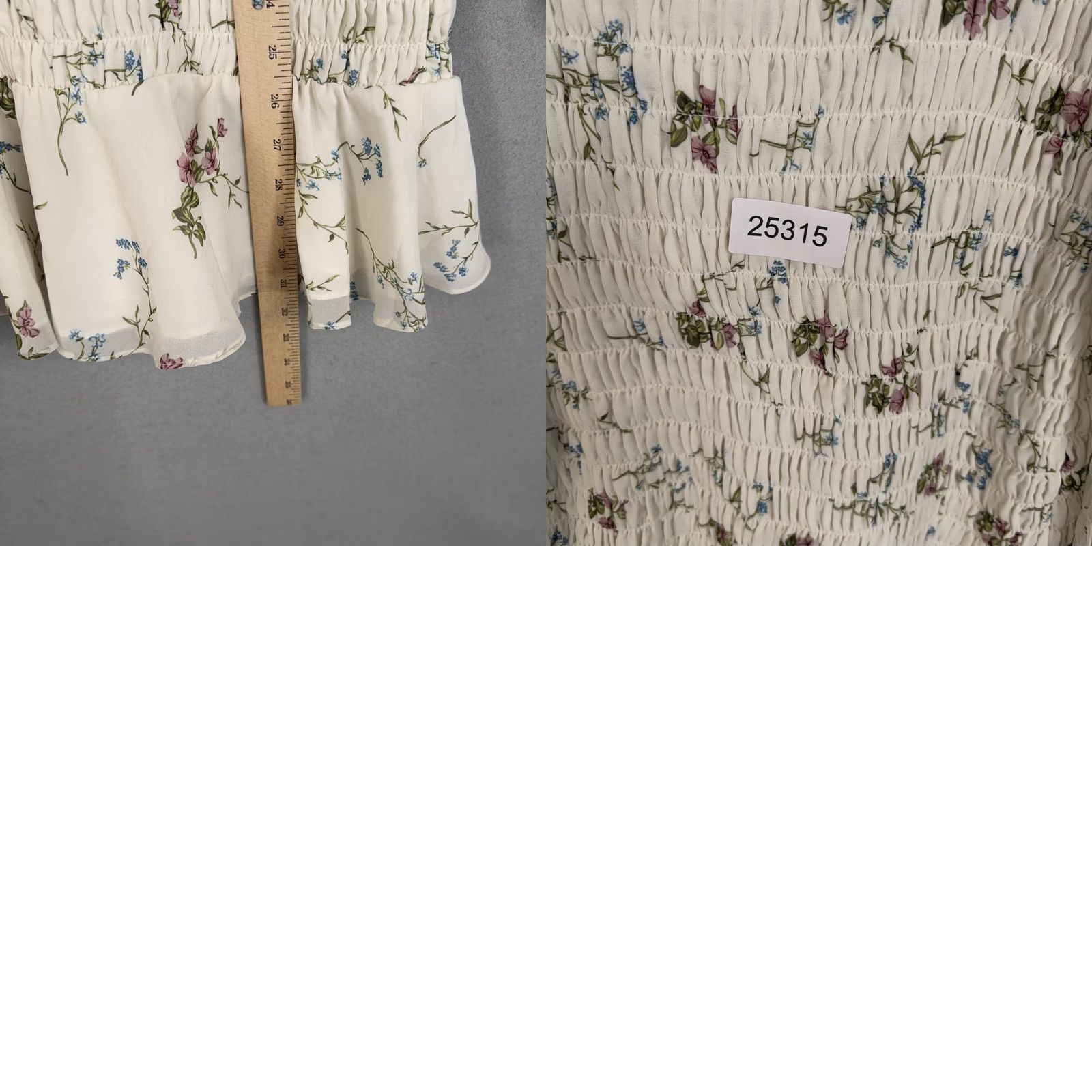 For Love & Lemons For Love & Lemons Dress Womens Medium White Floral Smocked Mini Puff Sleeve NWT Size M / US 6-8 / IT 42-44 - 9 Thumbnail