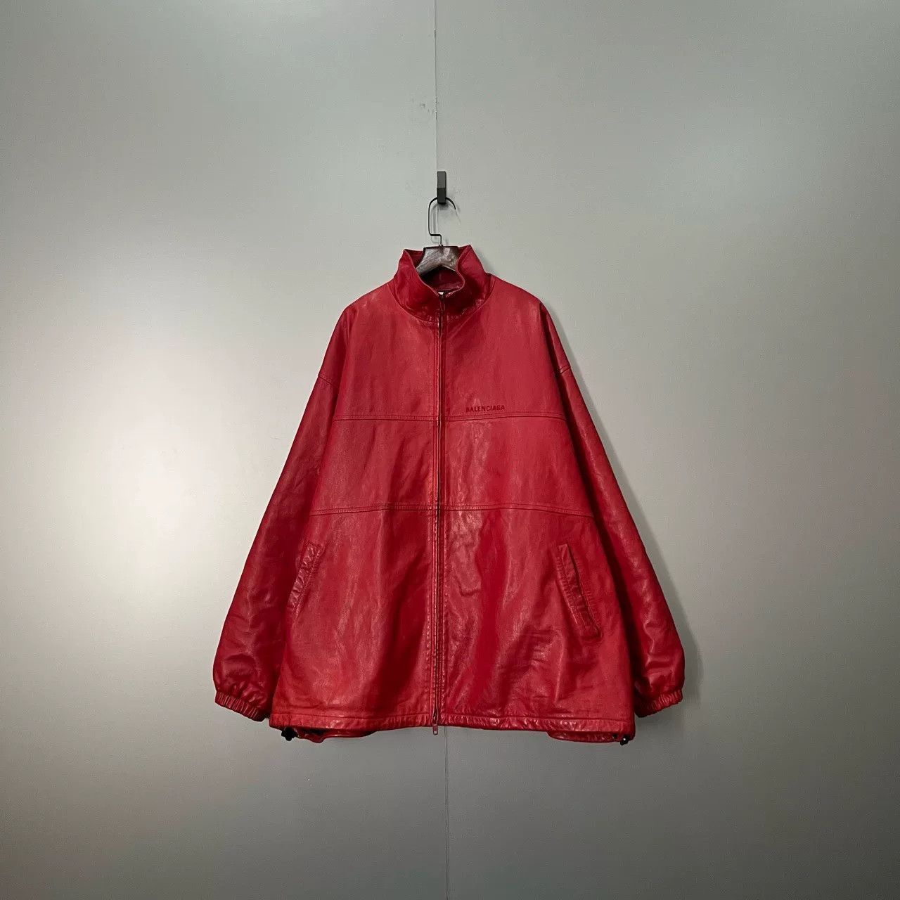 Balenciaga Balenciaga Red Embroidered Logo Leather Jacket Size US L / EU 52-54 / 3 - 1 Thumbnail