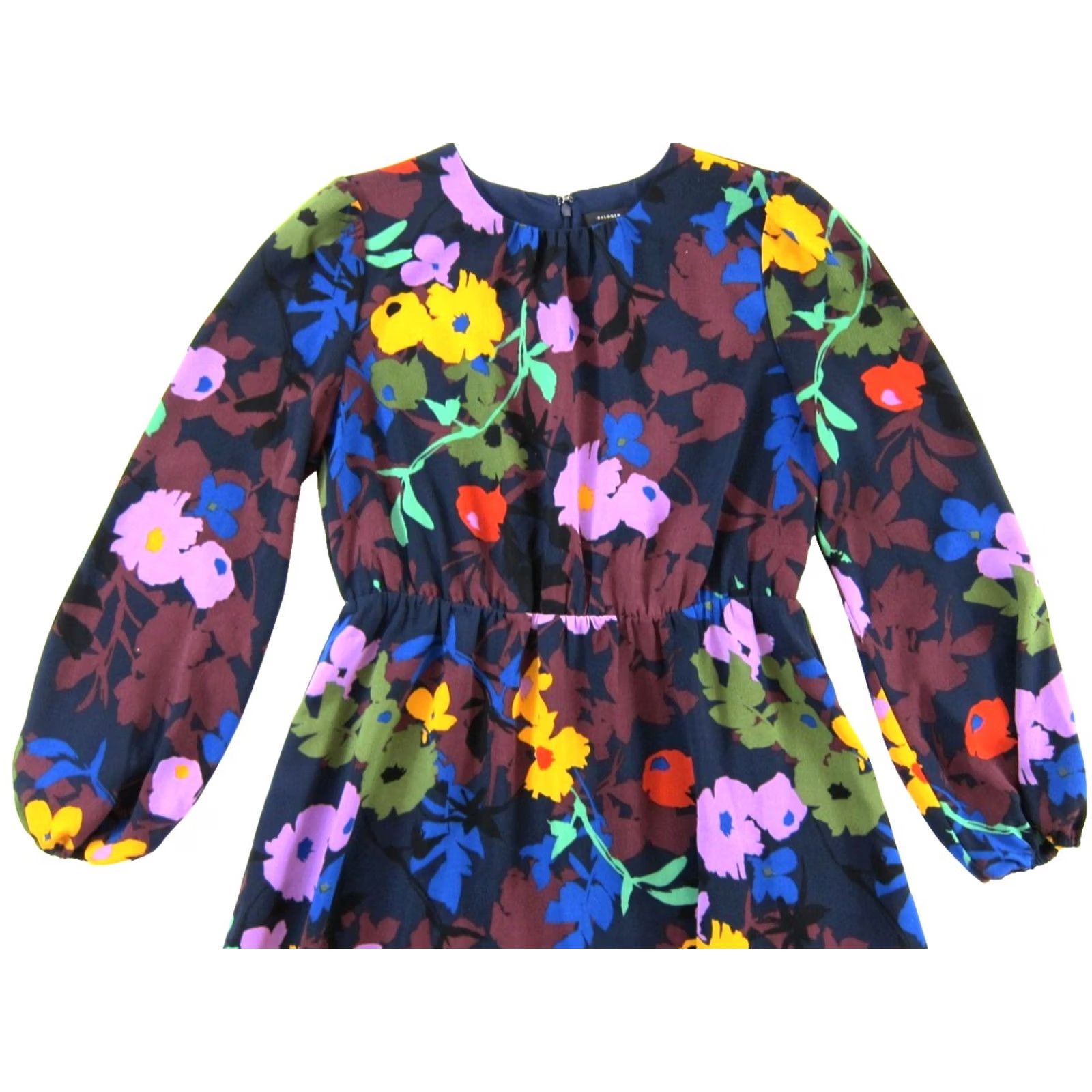 Vintage Halogen Blue Pink Green Yellow Red Floral Long Sleeve Sheath Midi Dress Medium Size M / US 6-8 / IT 42-44 - 4 Thumbnail
