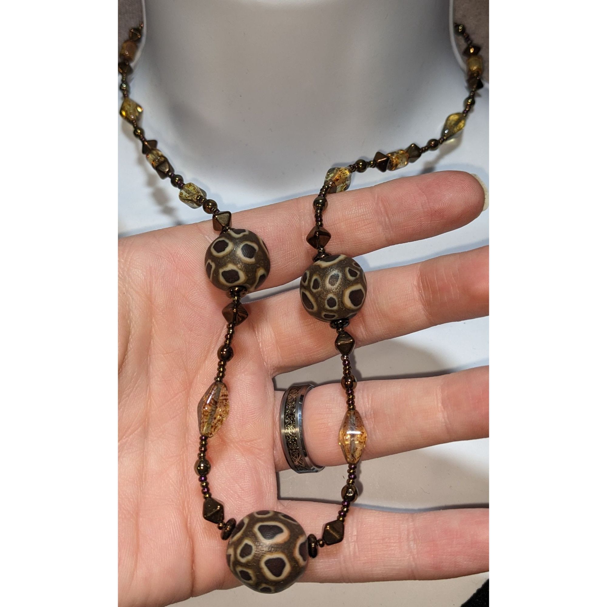 Other Handcrafted Clay & Glass Beaded Rustic Necklace Size ONE SIZE - 3 Thumbnail