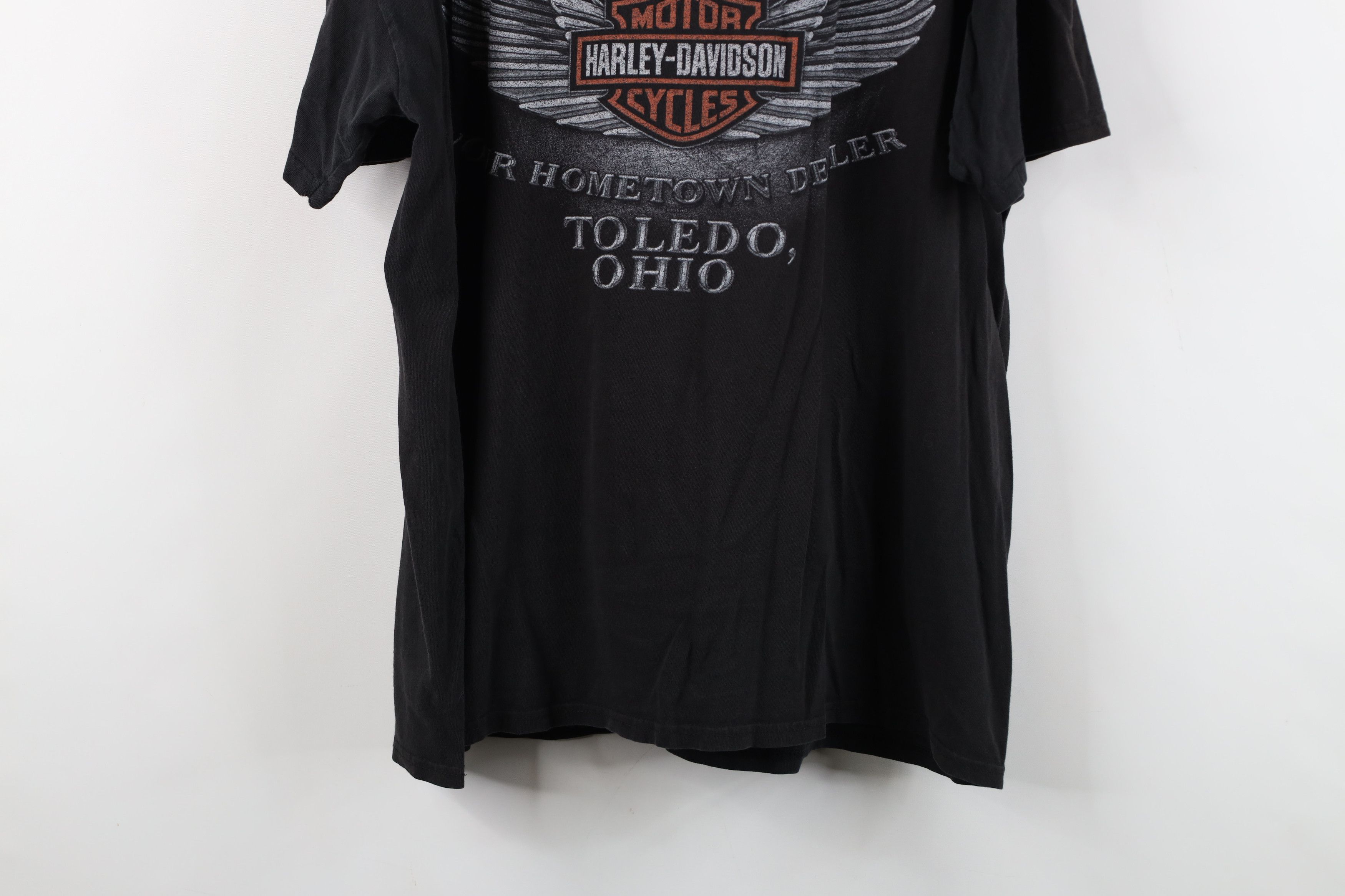 Harley Davidson Y2K Harley Davidson Spell Out Sun Faded T-Shirt Black Cotton Size US XL / EU 56 / 4 - 17 Thumbnail
