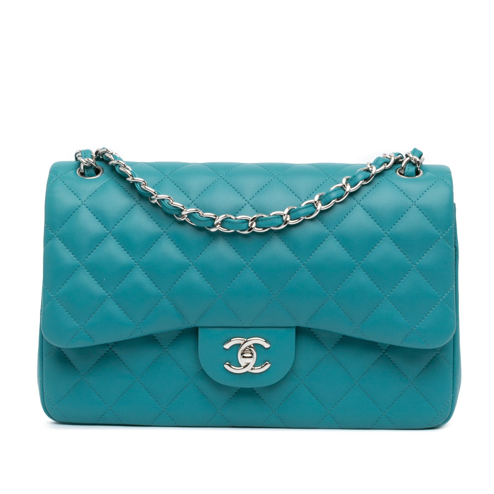 Chanel Chanel Jumbo Classic Lambskin Double Flap Blue Size ONE SIZE - 1 Thumbnail