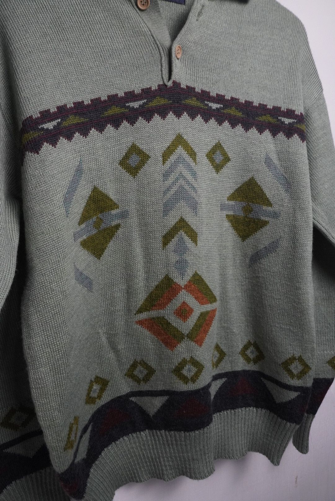 45rpm VINTAGE 1993 45 RPM BY VILLAGE PATTERNED KNIT SWEATER Size US M / EU 48-50 / 2 - 8 Thumbnail
