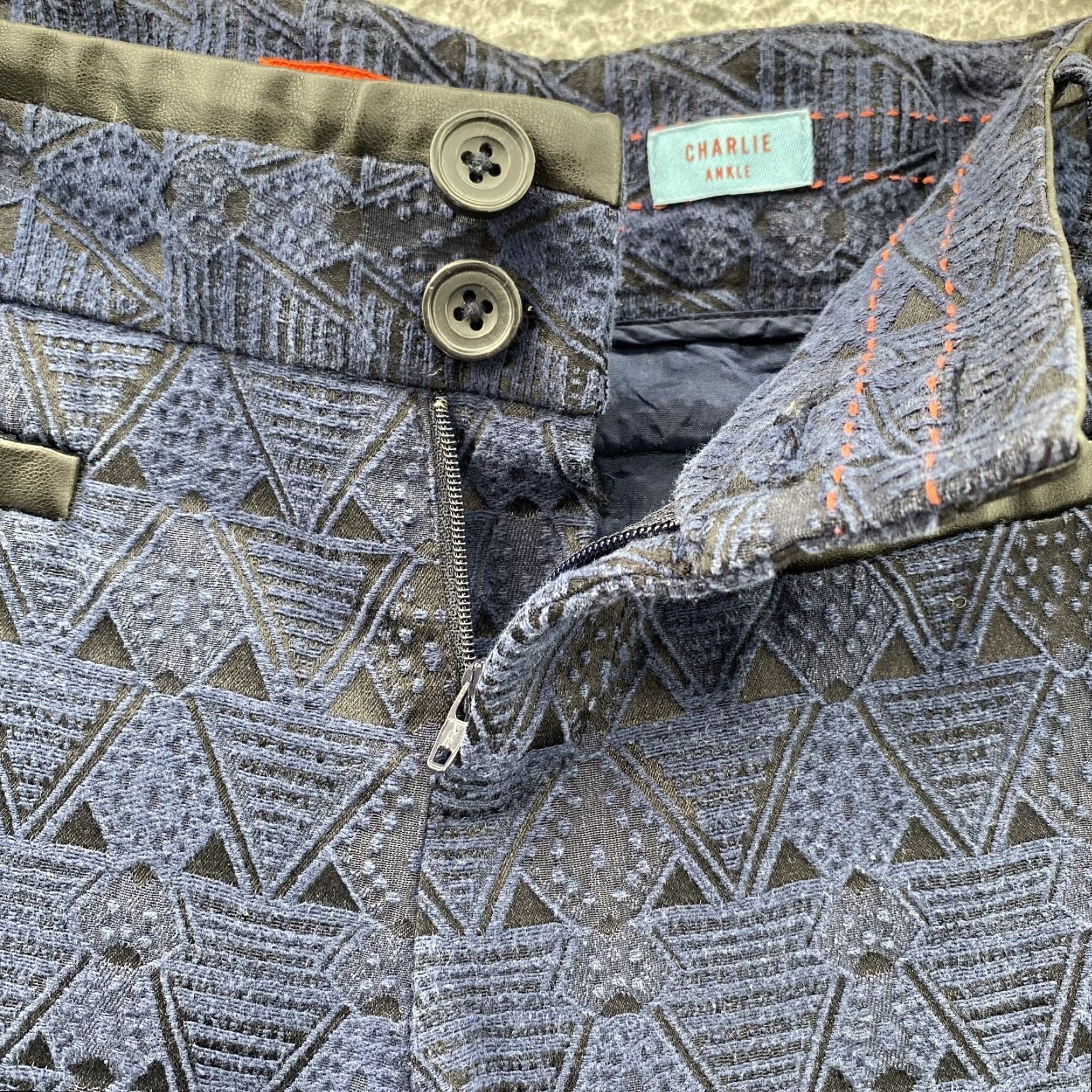 Anthropologie Anthropologie Cartonnier Pants Women 0 Blue Pattern Charlie Ankle Trouser Preppy Size 25" / US 0 / IT 36 - 7 Thumbnail