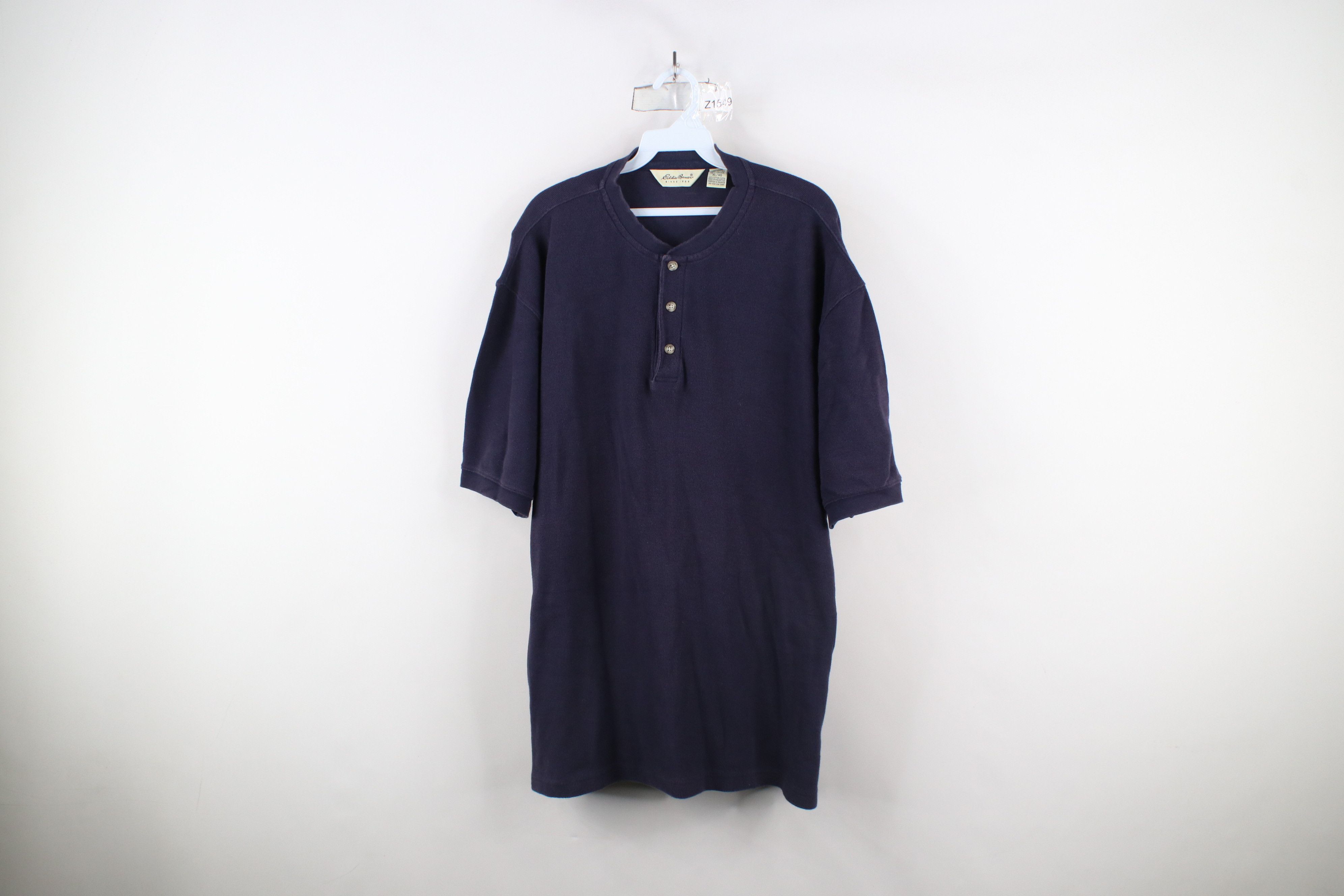 Eddie Bauer × Vintage Vintage 90s Eddie Bauer Thermal Waffle Knit Henley T-Shirt Size US XL / EU 56 / 4 - 1 Thumbnail