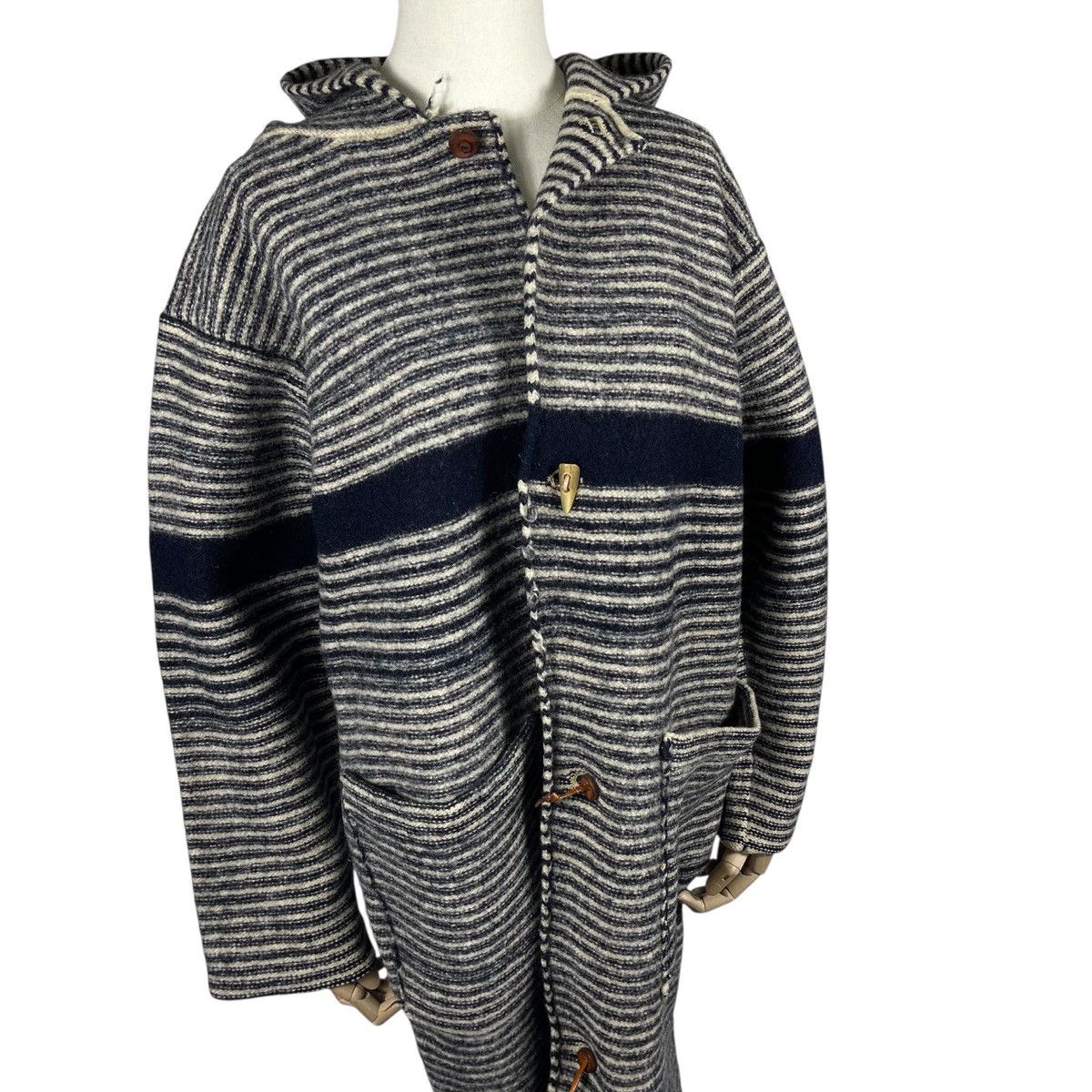 45rpm R By 45rpm Wool Striped Hoodie Duffle Coat Size L / US 10 / IT 46 - 4 Thumbnail