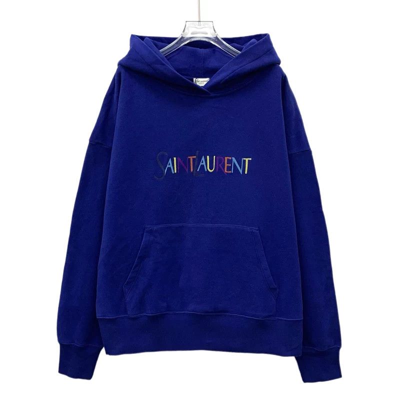 Saint Laurent Paris Saint Laurent Blue Letter Print Hoodie Size US M / EU 48-50 / 2 - 1 Thumbnail