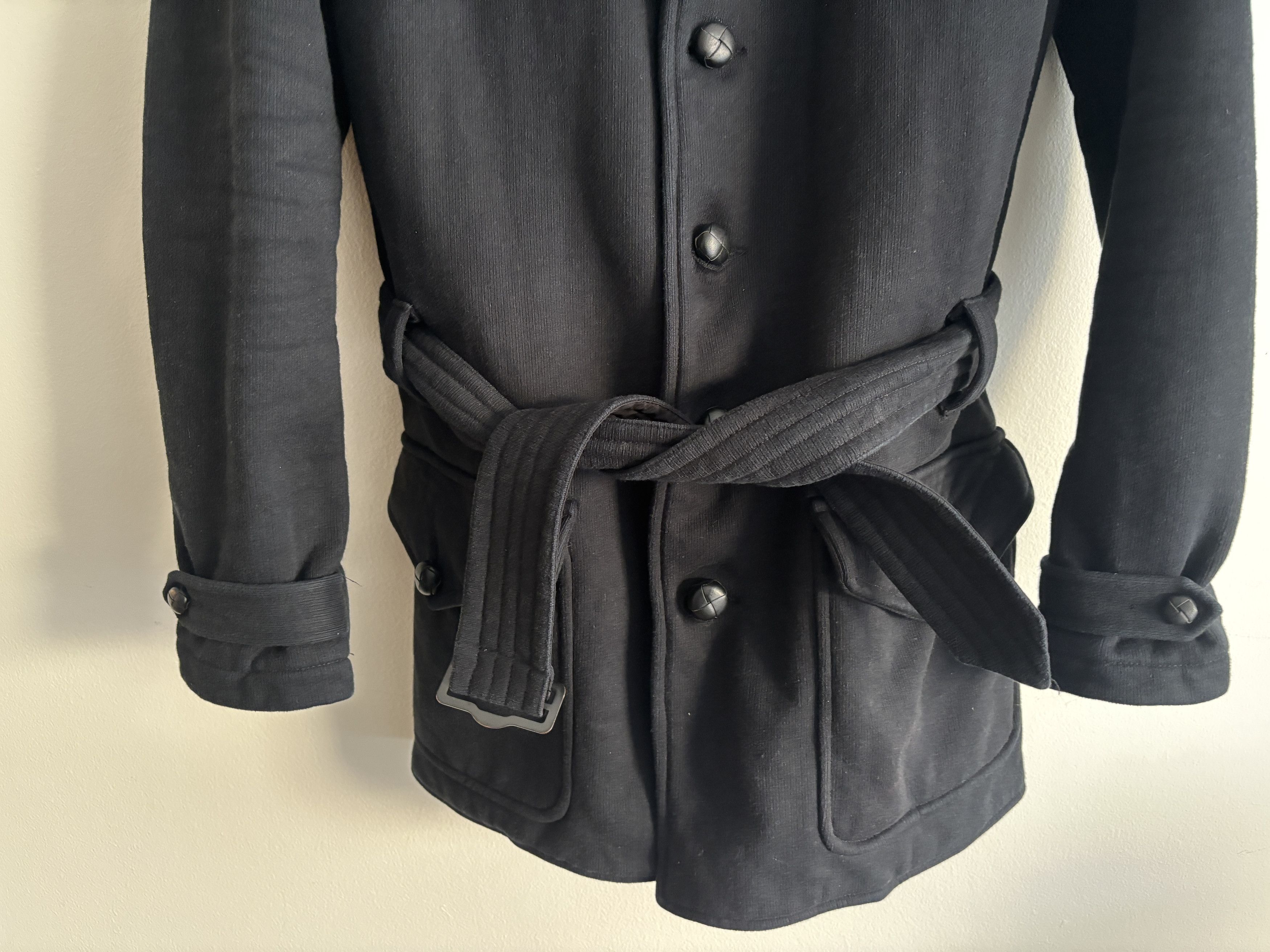 Wings + Horns Black Quilted Shawl Collar Belted Trench Coat - M/L Size US L / EU 52-54 / 3 - 7 Thumbnail