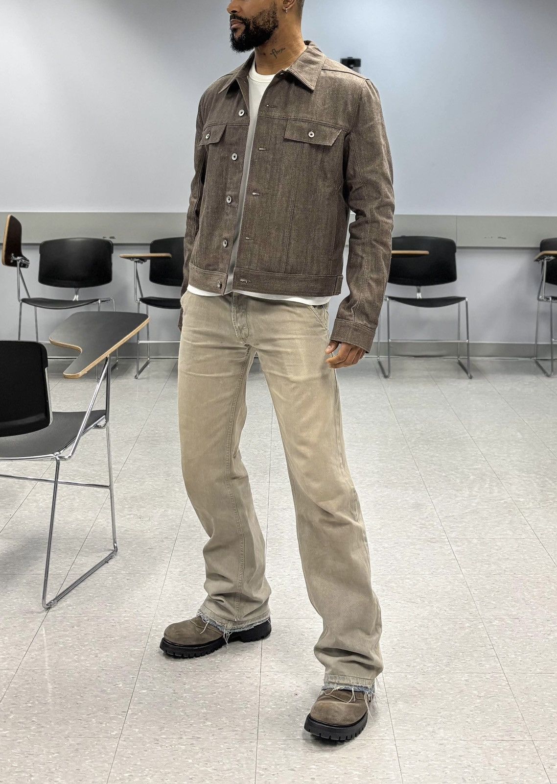 Rick Owens Drkshdw FW24 Raw Denim Trucker Jacket Dark Dust Size US L / EU 52-54 / 3 - 4 Thumbnail