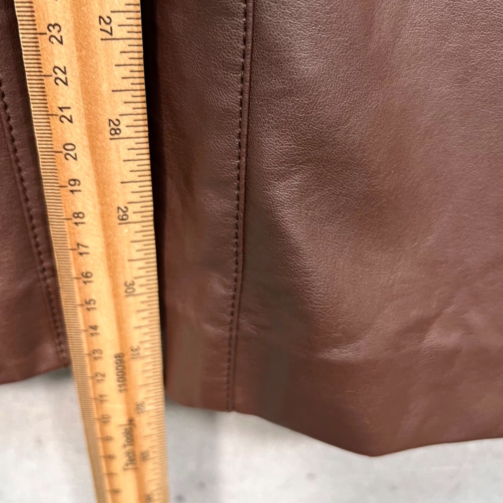 House of CB HOUSE OF CB Womens Small Faux Leather Brown Straight Leg Pants London Designer Pants Size 28" / US 6 / IT 42 - 7 Thumbnail