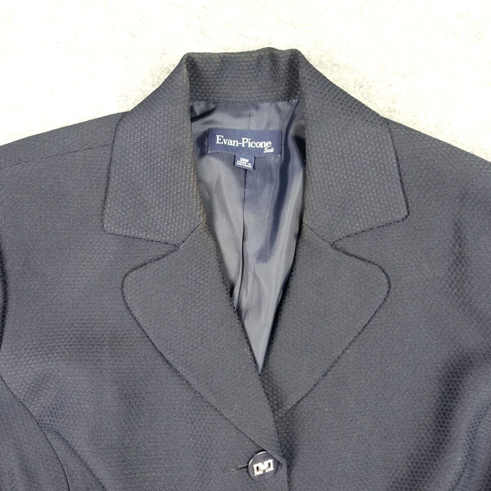 Evan Picone VINTAGE Evan Picone Blazer Jacket Womens 20W Navy Blue Textured Career Workwear Blazer Size 3XL / US 20-22 - 2 Thumbnail