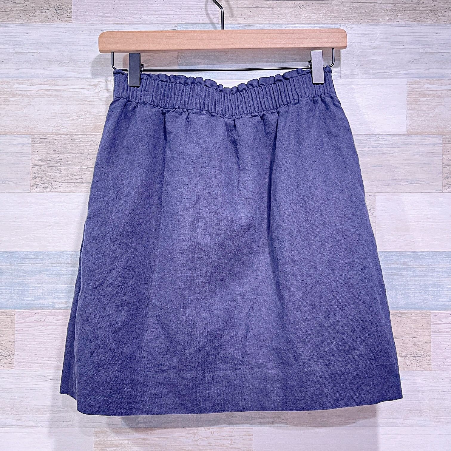 J.Crew J CREW Linen Cotton Sidewalk Mini Skirt Navy Blue Womens 0 Size 25" / US 0 / IT 36 - 2 Thumbnail