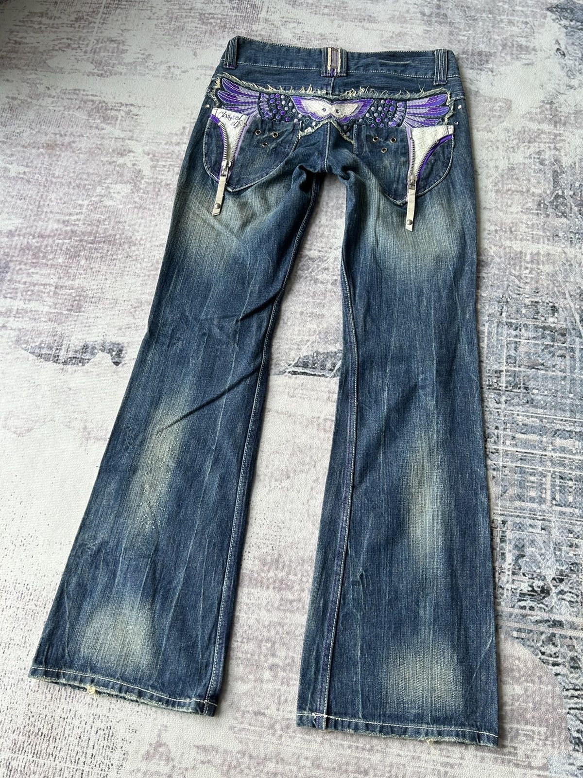 If Six Was Nine Butterfly Embroidery Logo Flared Jeans Size US 31 - 2 Thumbnail