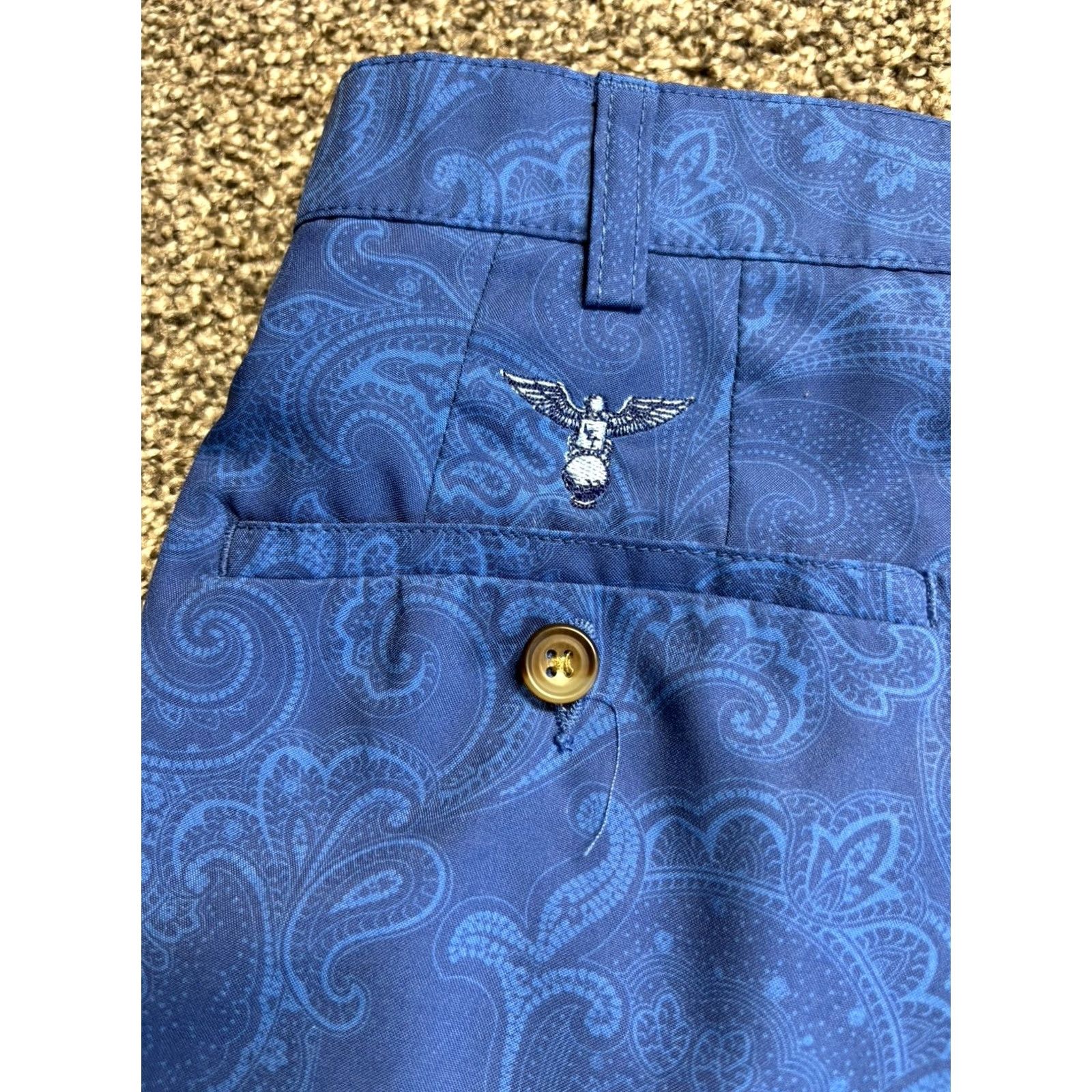 Vintage Donald Ross Golf Shorts Mens 35 Royal Blue Paisley Champions Country Club Eagle Shirt? Size US 35 - 2 Thumbnail