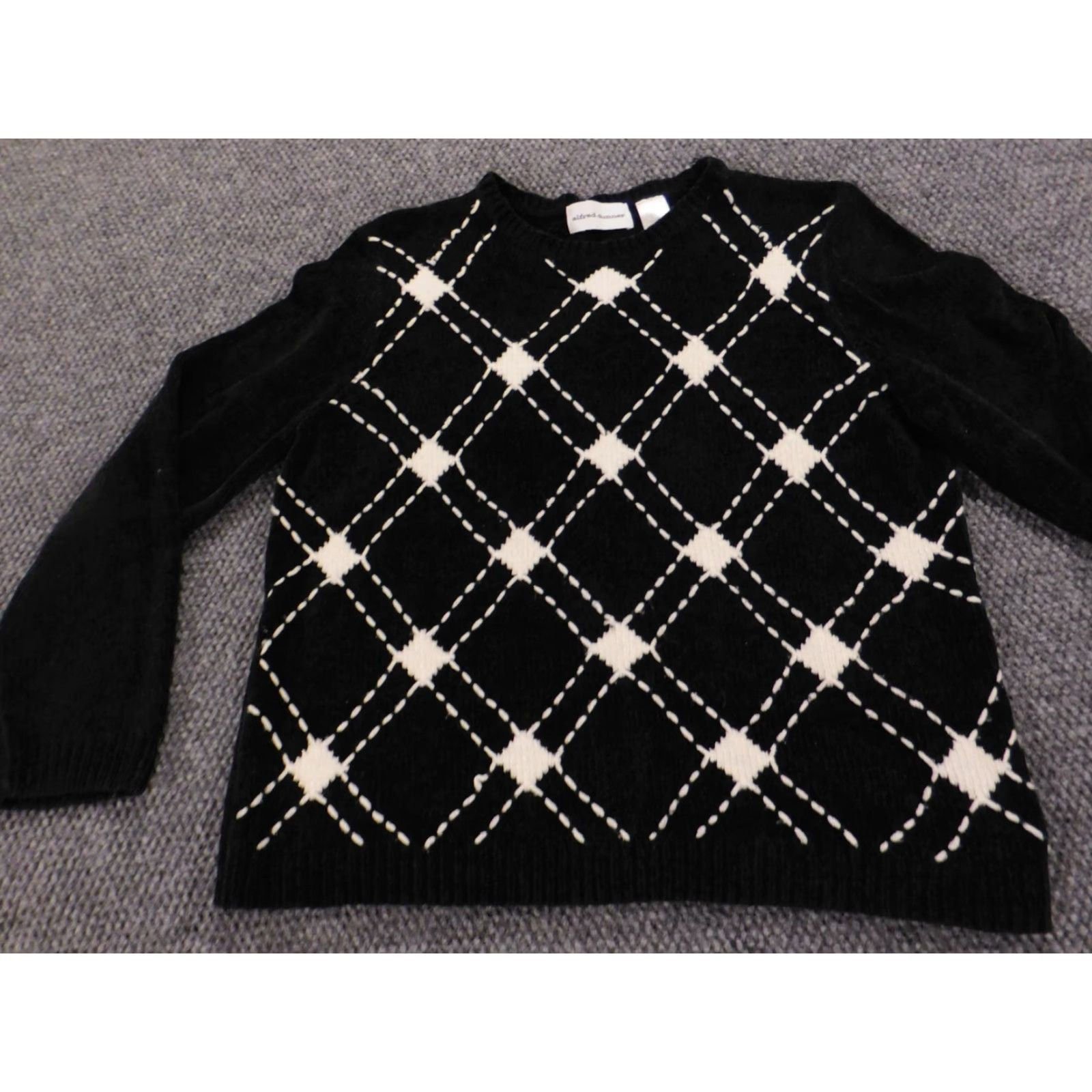 Vintage Alfred Dunner Womens Sweater Medium Black Crewneck Pullover Knit Style Pullover Casual Regular Size M Size M / US 6-8 / IT 42-44 - 3 Thumbnail