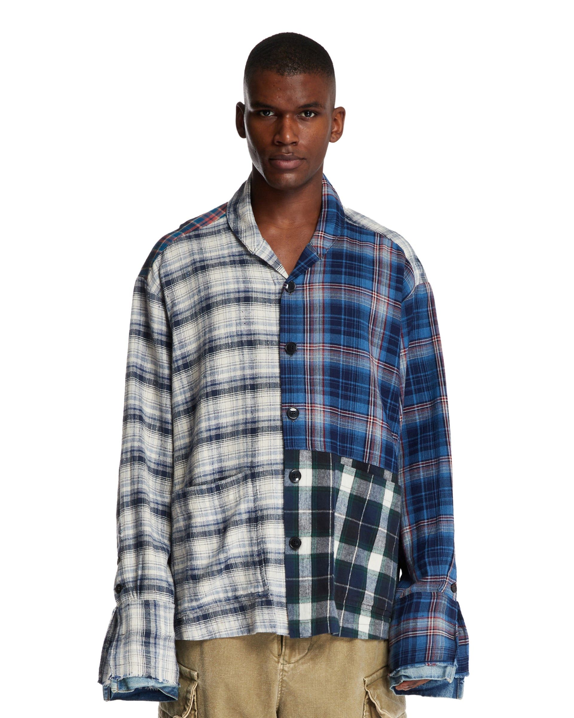 Greg Lauren $1050 Greg Lauren Mixed Plaid Shawl Collar Boxy Jacket Size US L / EU 52-54 / 3 - 1 Thumbnail