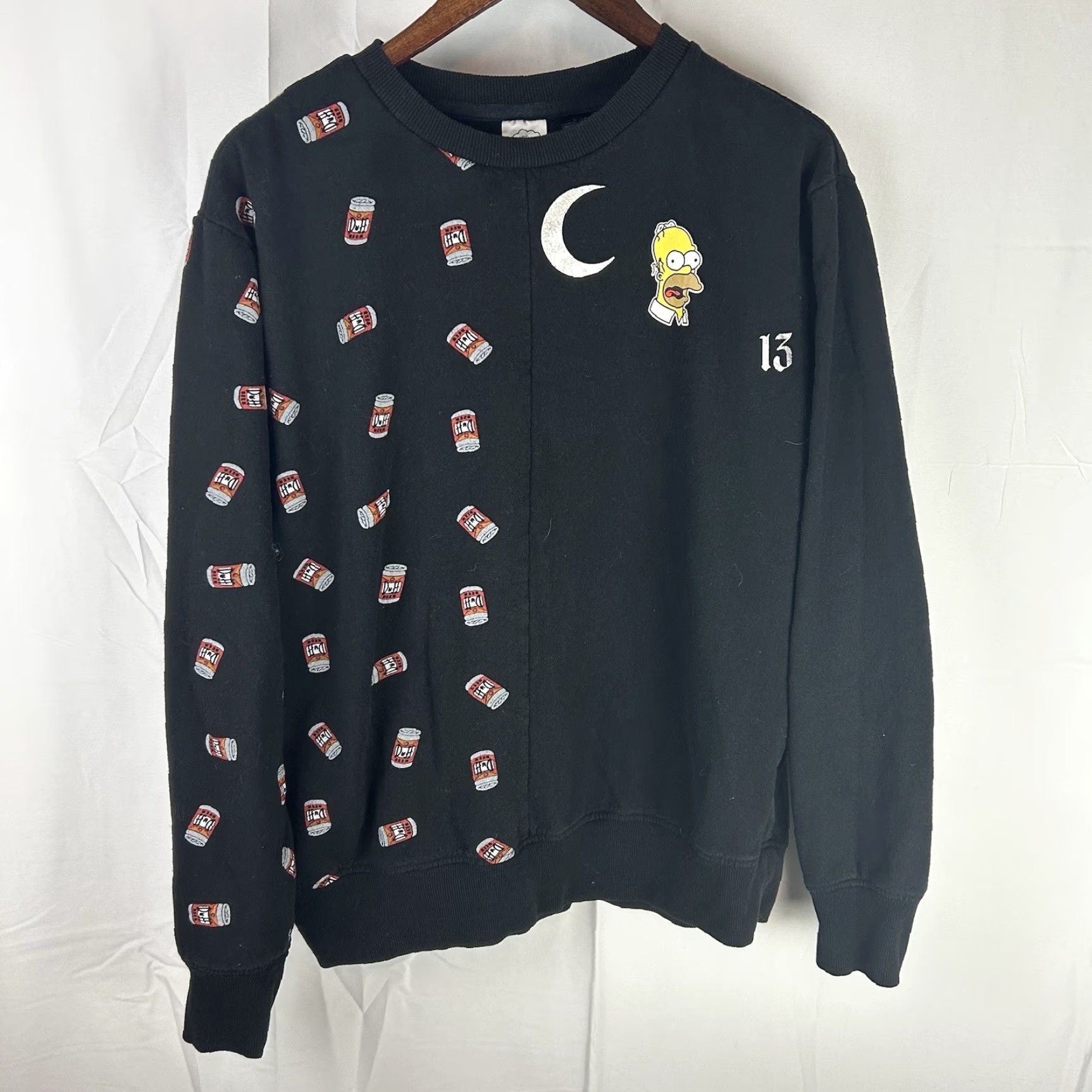 Vintage VINTAGE The Simpsons Sweatshirt Men's M Black Burping Homer Duff Beer Half AOP Graphic Print Crew Neck Long Sleeve Pullover Regular Fit Size US M / EU 48-50 / 2 - 2 Thumbnail