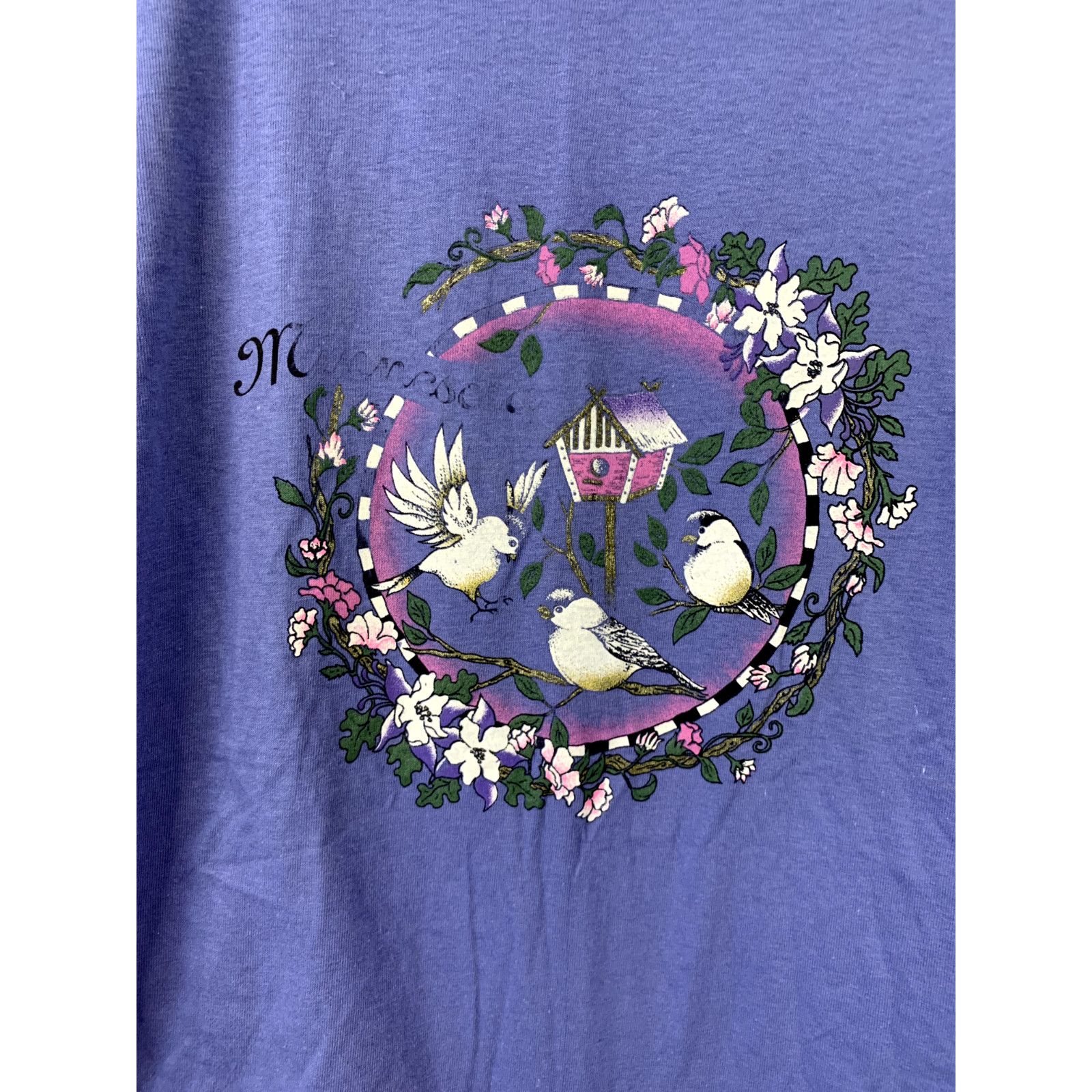 Jerzees Vintage Bird Shirt Jerzees Blue Birds Flower Tee 1990s VTG M Size US M / EU 48-50 / 2 - 2 Thumbnail