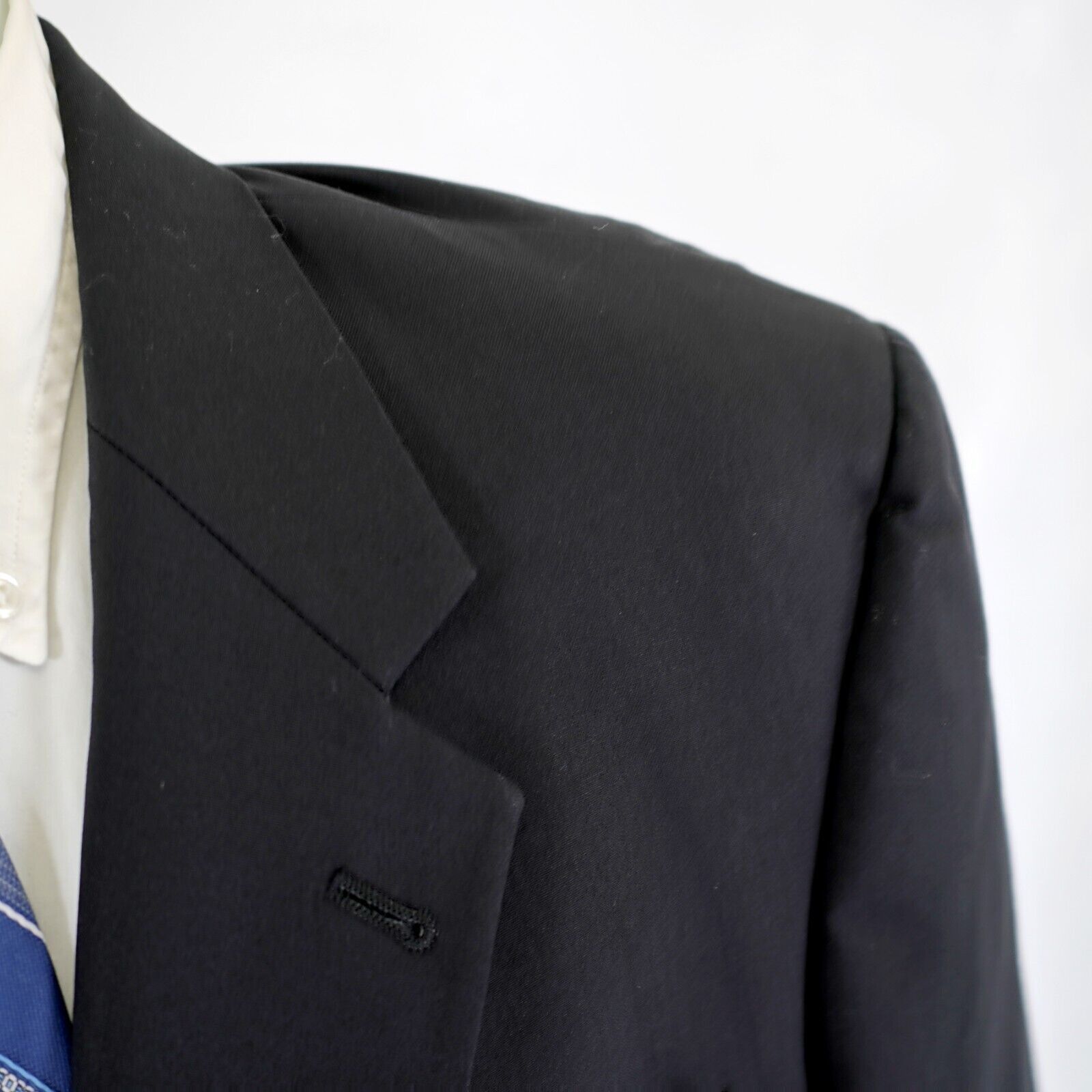 Hart Schaffner Marx DAMAGED Hart Schaffner Marx Black Wool 44R Blazer 2 Silver B Size 44R - 2 Thumbnail