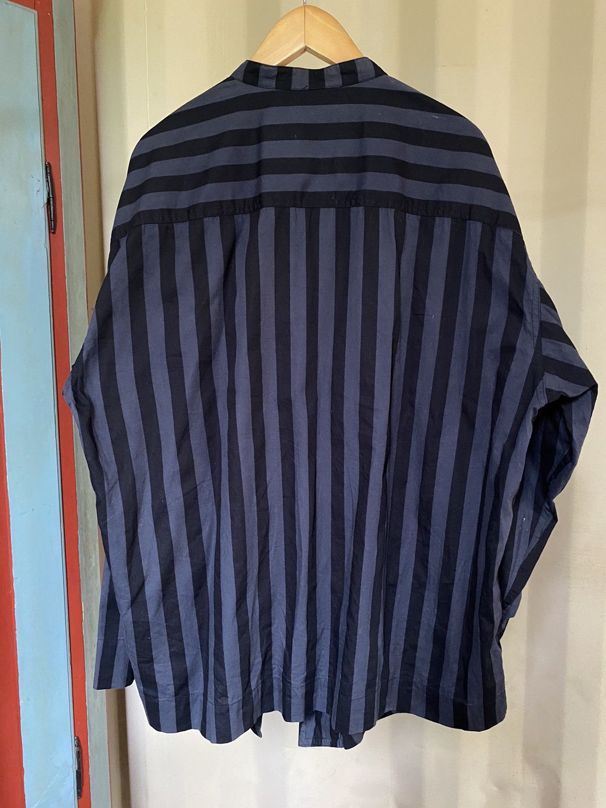Designer × Japanese Brand KRO' FOFRO Stripes Mandarin Collar shirt Size US XL / EU 56 / 4 - 7 Thumbnail