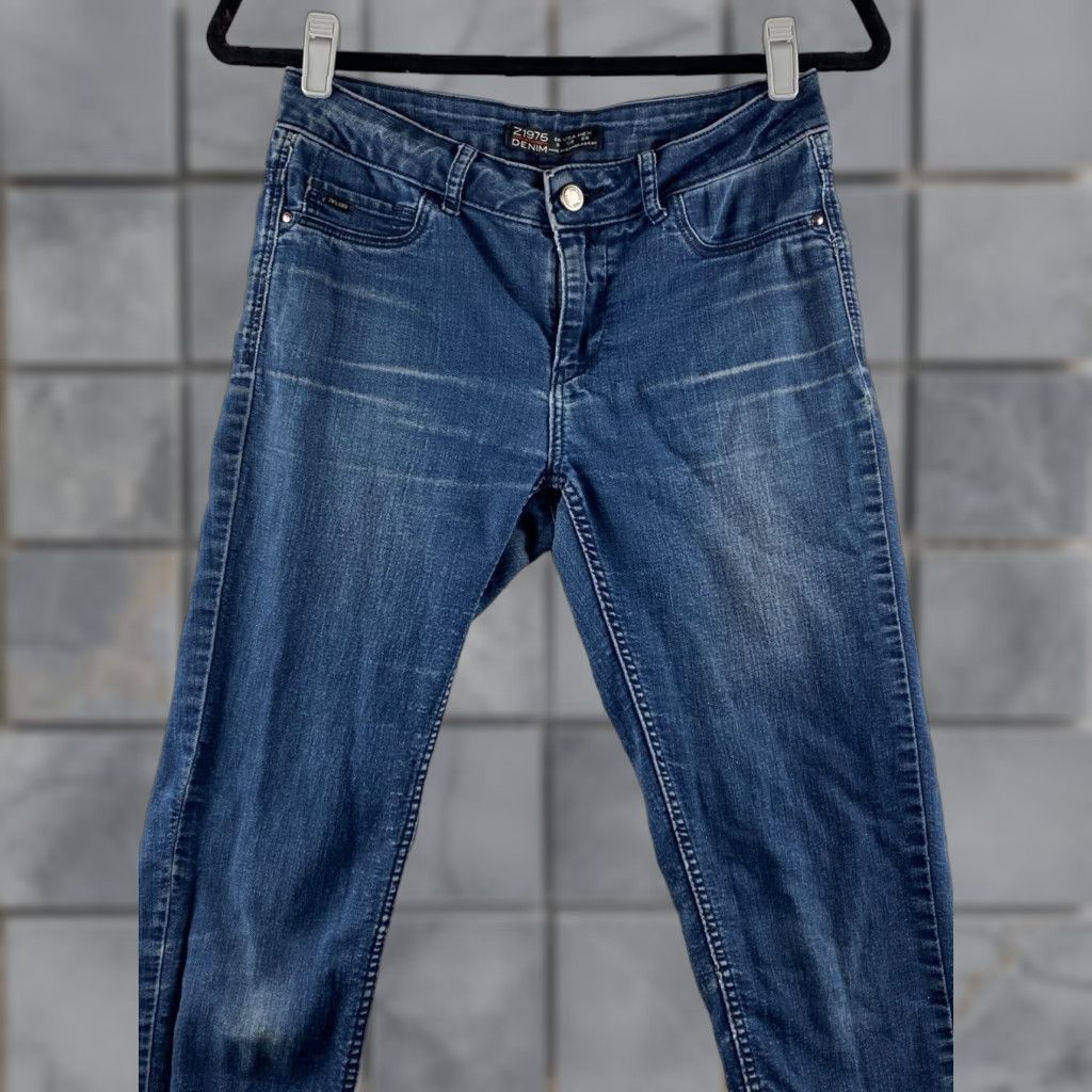 Zara Zara Jeans Womens 6 Blue Skinny stretch Denim Dark Wash Distressed Pant Jeans Silhouette 28x29 Mens? Size 28" / US 6 / IT 42 - 1 Thumbnail