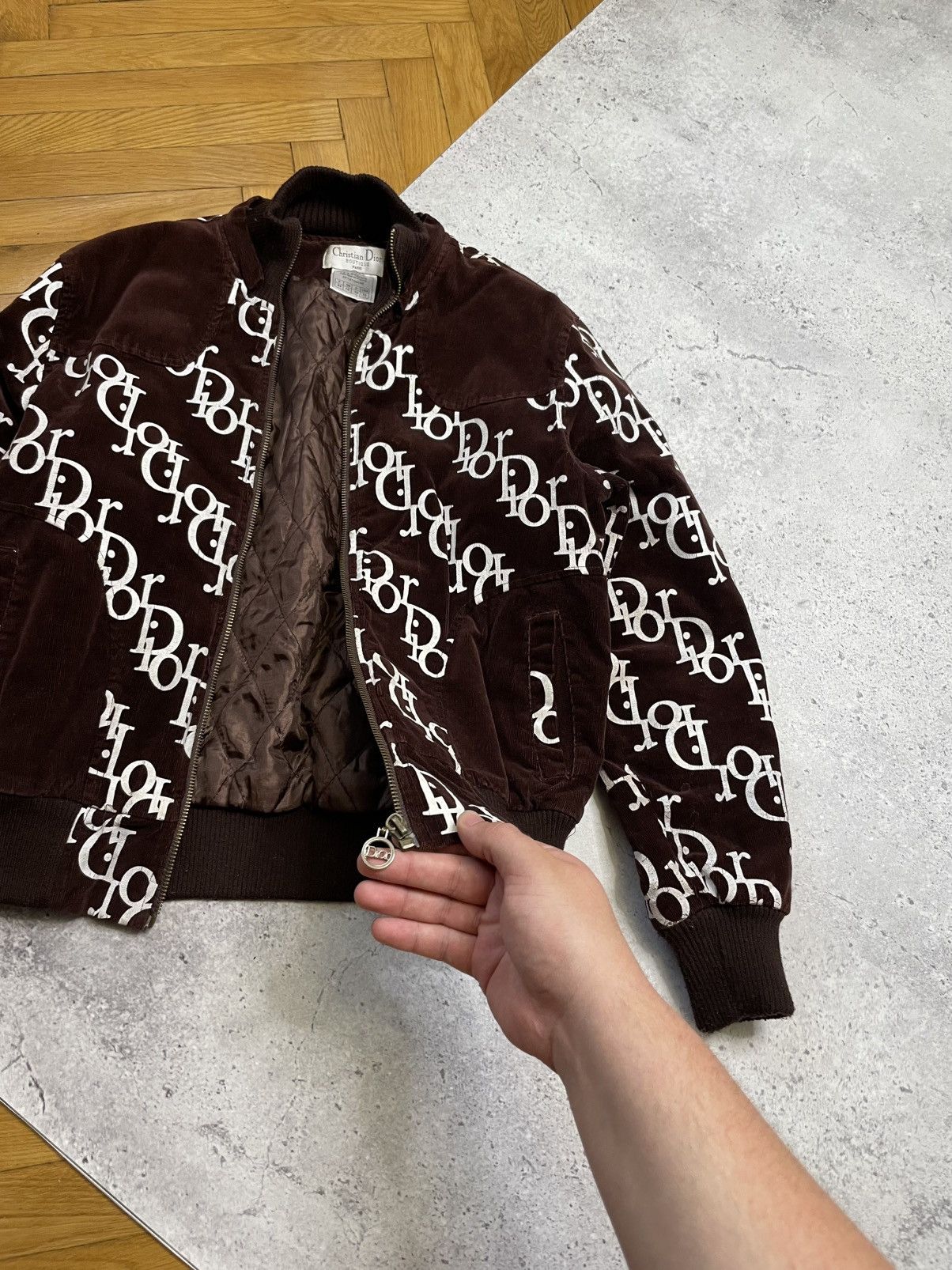Designer × Vintage VTG Dior Bootleg Monogram Velvet Zip Jacket Brown Size S / US 4 / IT 40 - 5 Thumbnail