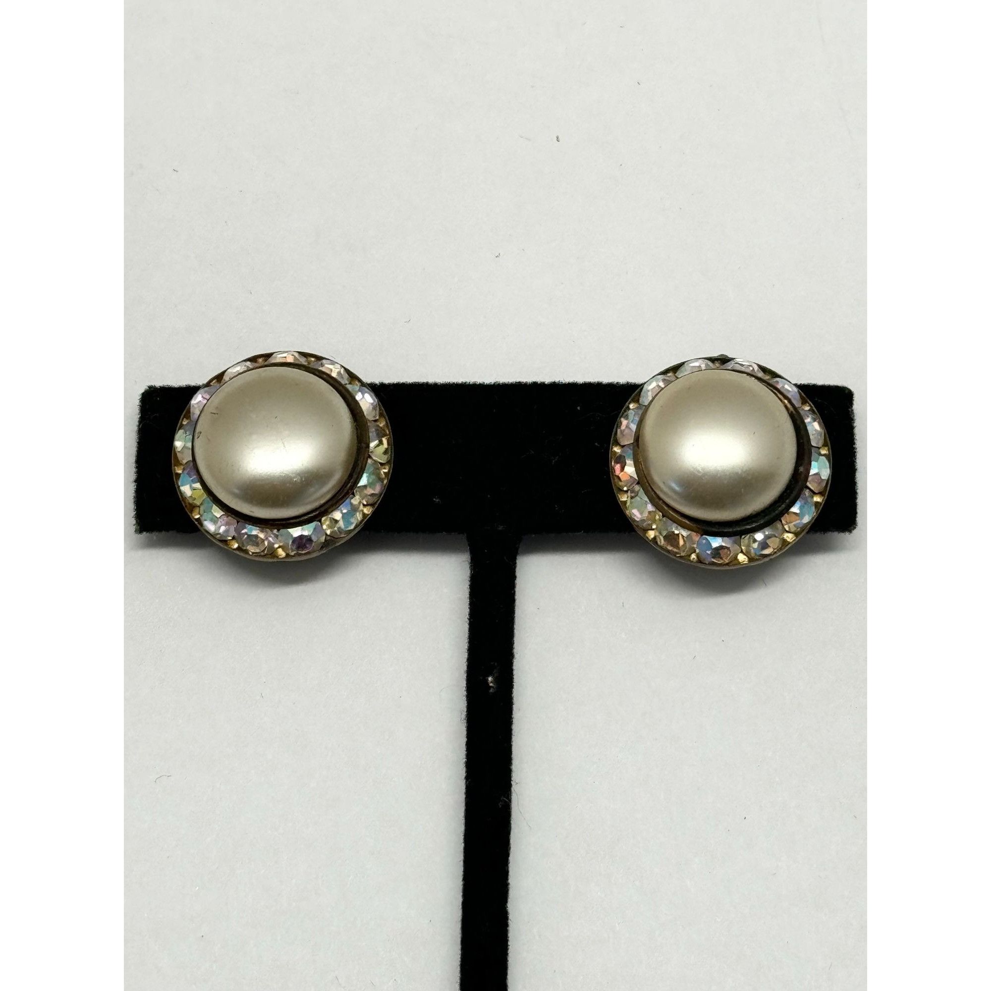 Vintage Vintage AB rhinestone pearl earrings Size ONE SIZE - 4 Thumbnail