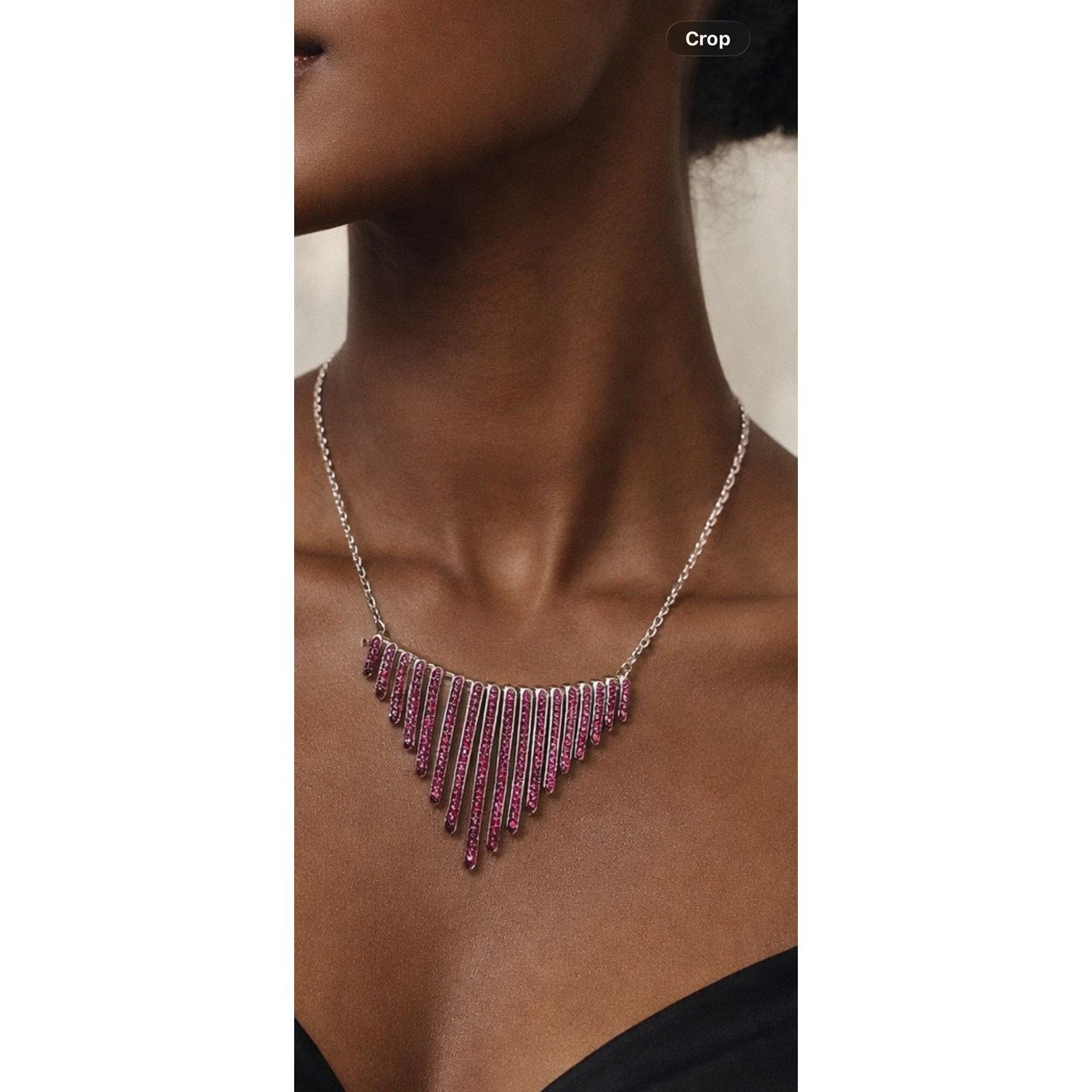 Other Vintage Swarovski Crystal Fringe Necklace Silver Tone Pink Size ONE SIZE - 8 Thumbnail