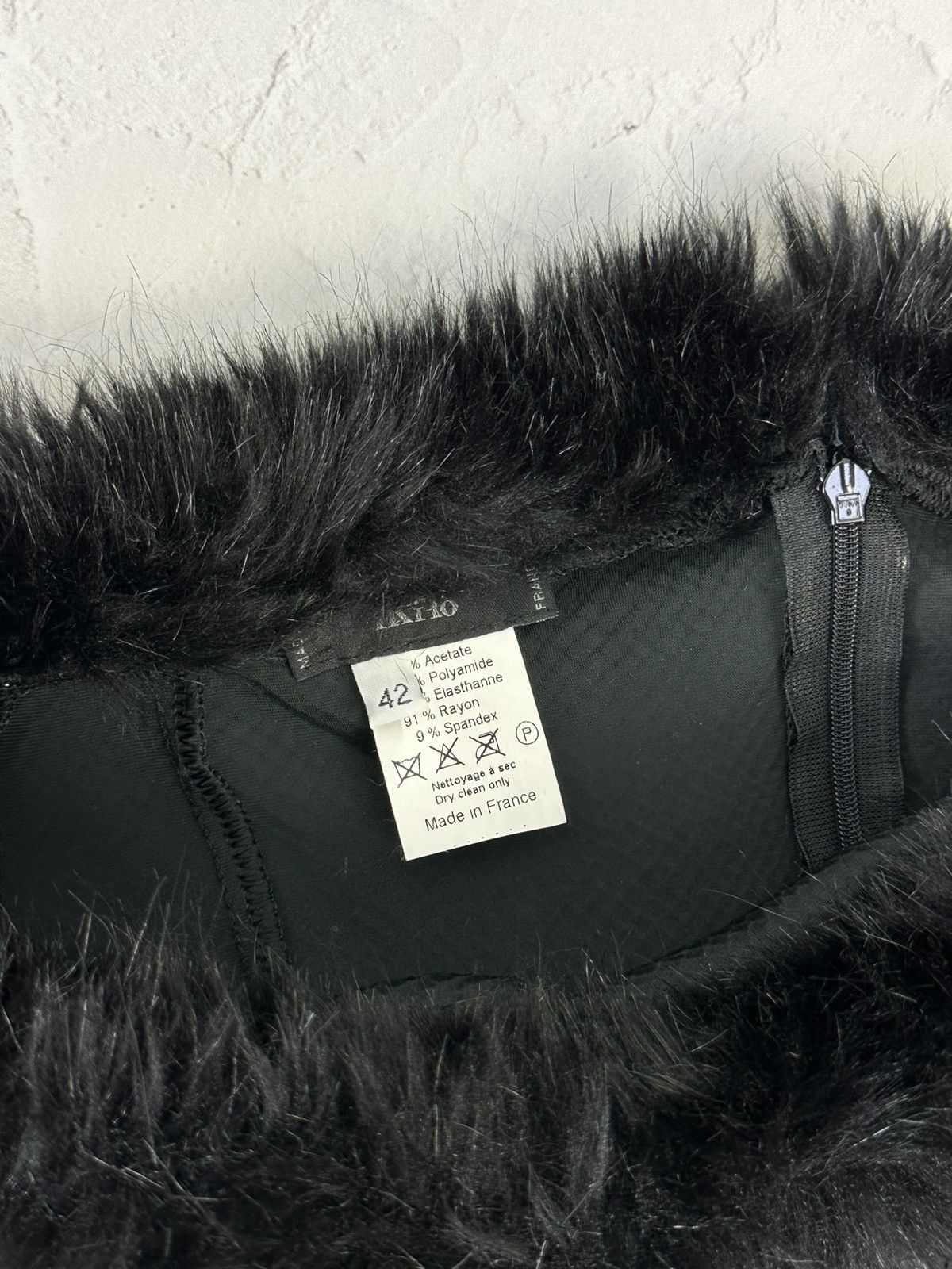 If Six Was Nine Vintage Black Shiny Midi Dress with Fur Size M / US 6-8 / IT 42-44 - 7 Thumbnail