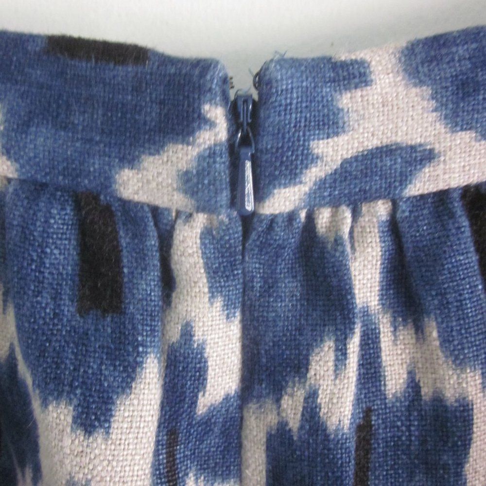 Michael Kors Michael Kors Blue & Tan Print Linen Skirt Size 4 Rear Zipper Size 27" / US 4 / IT 40 - 5 Thumbnail