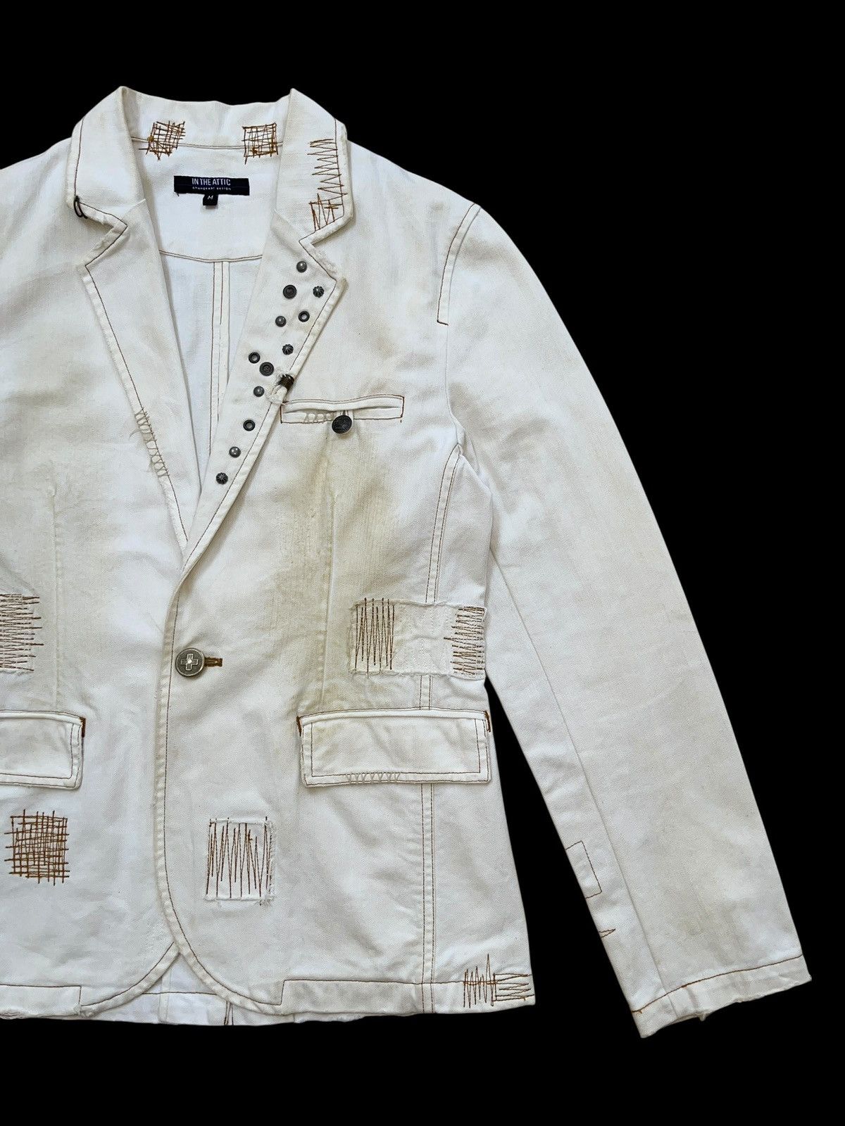 In The Attic Distressed Studs Dirty Pattern Chore Jacket Size US M / EU 48-50 / 2 - 6 Thumbnail