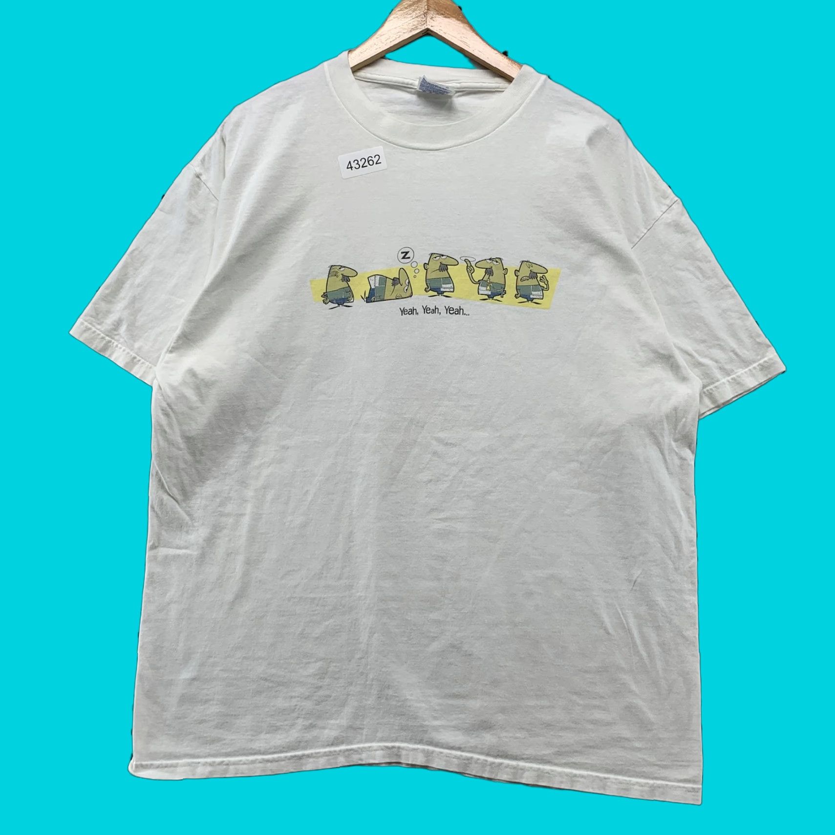Hanes VINTAGE Hanes Yeah Yeah Yeah Graphic T-Shirt XL White Cartoon Network Mens Size US XL / EU 56 / 4 - 1 Thumbnail