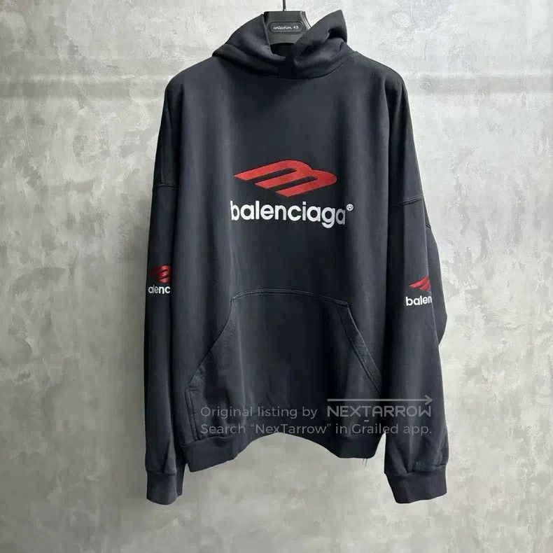 Balenciaga Black Letter Pattern Printed Hoodie