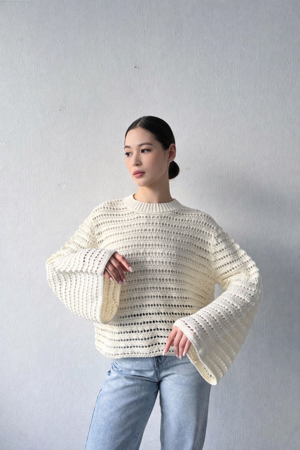 Ann Demeulemeester Ann Demeulemeester Ivory Crochet Knit Sweater L Mesh Archive Size L / US 10 / IT 46 - 1 Thumbnail