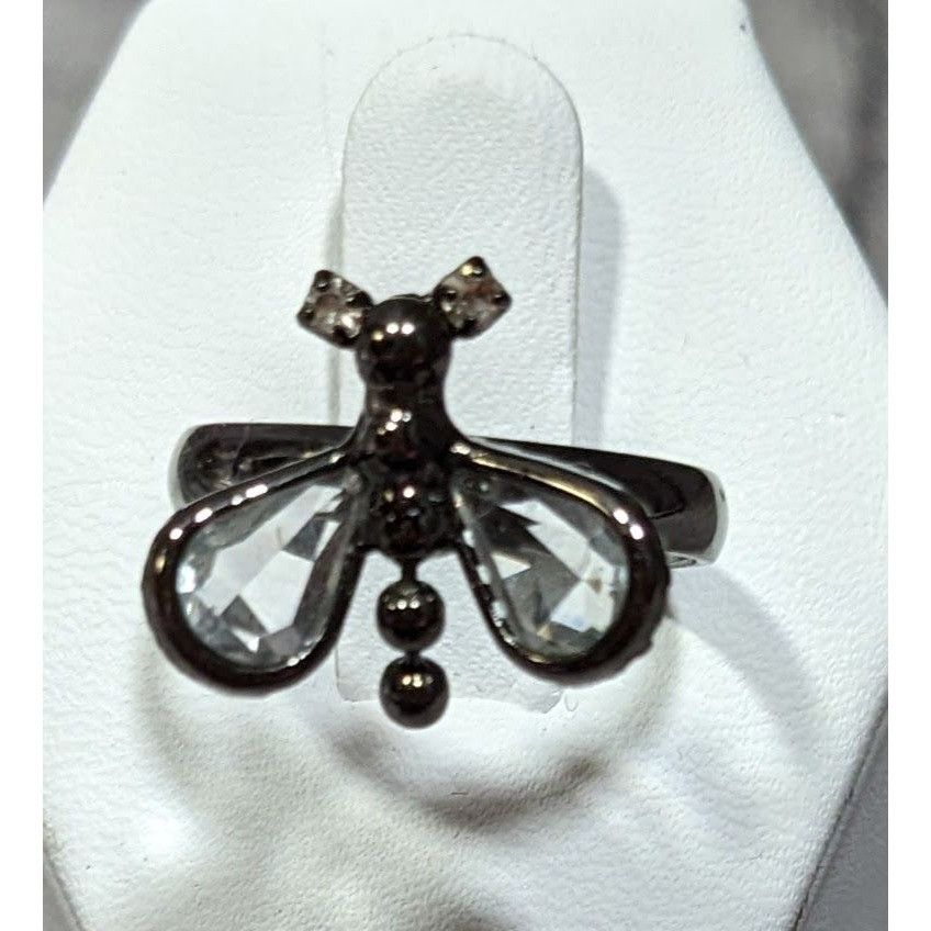 Other Whimsygoth Fairycore Black Dragonfly Adjustable Ring With Cl Size ONE SIZE - 1 Thumbnail