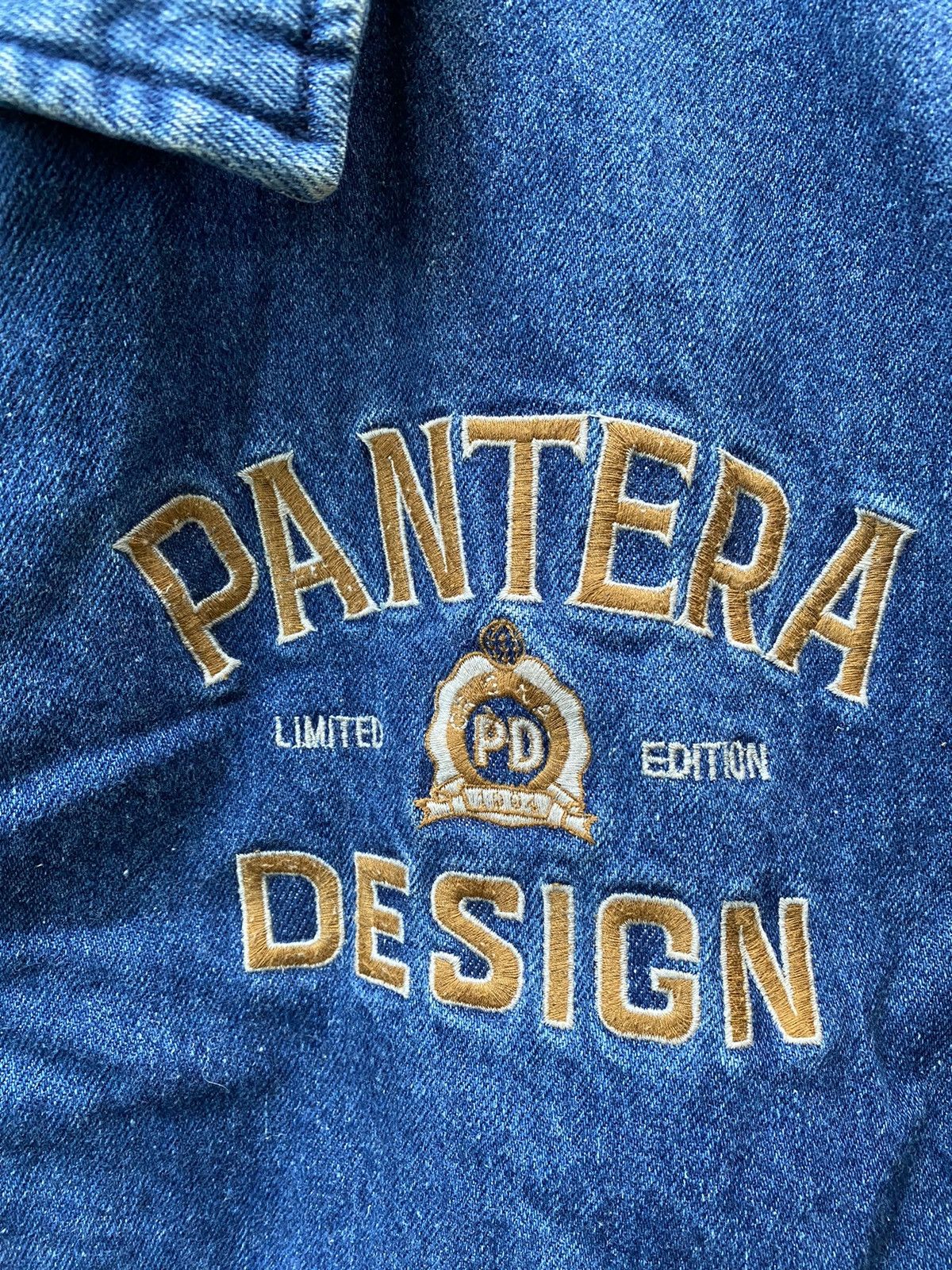Vintage 1994 Pantera Design Denim Letterman Varsity Jacket Size US L / EU 52-54 / 3 - 8 Thumbnail